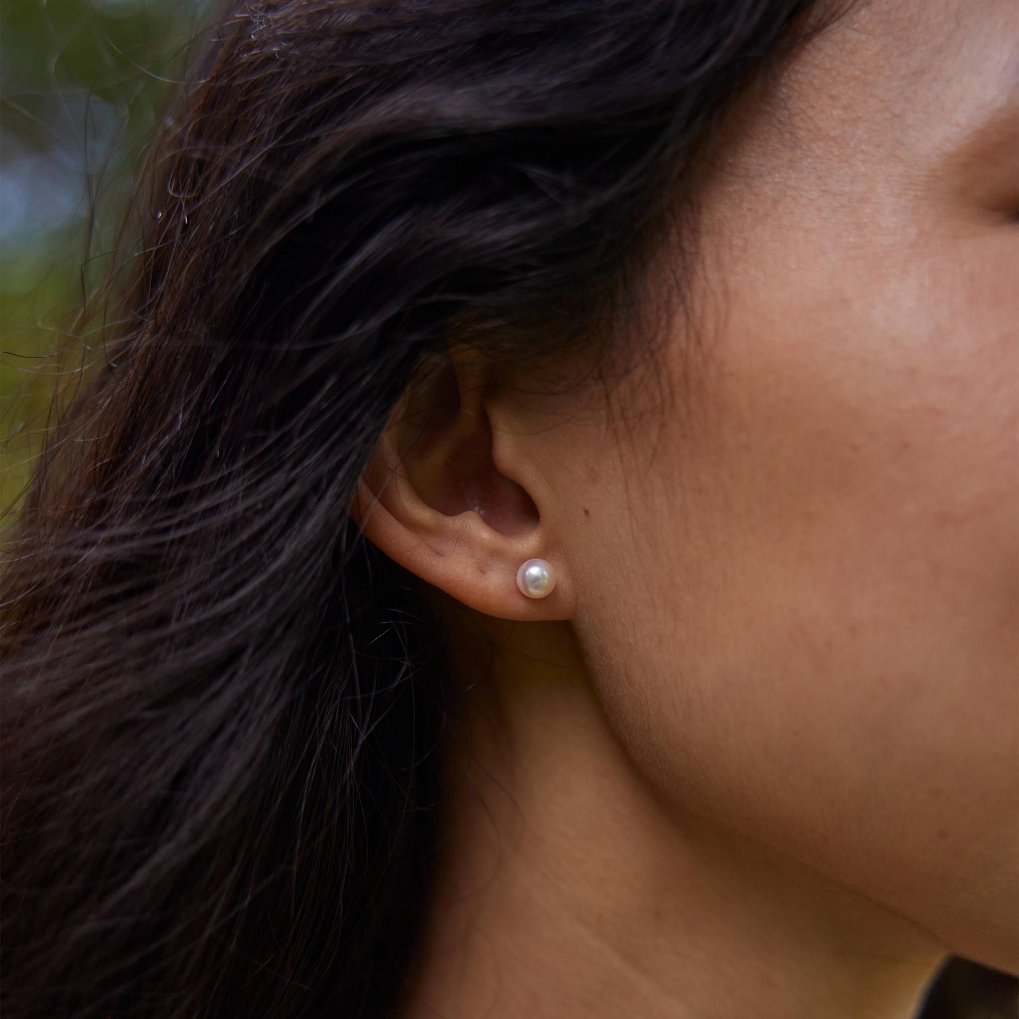 Akoya White Pearl Earrings in Gold - 7-7.5mm