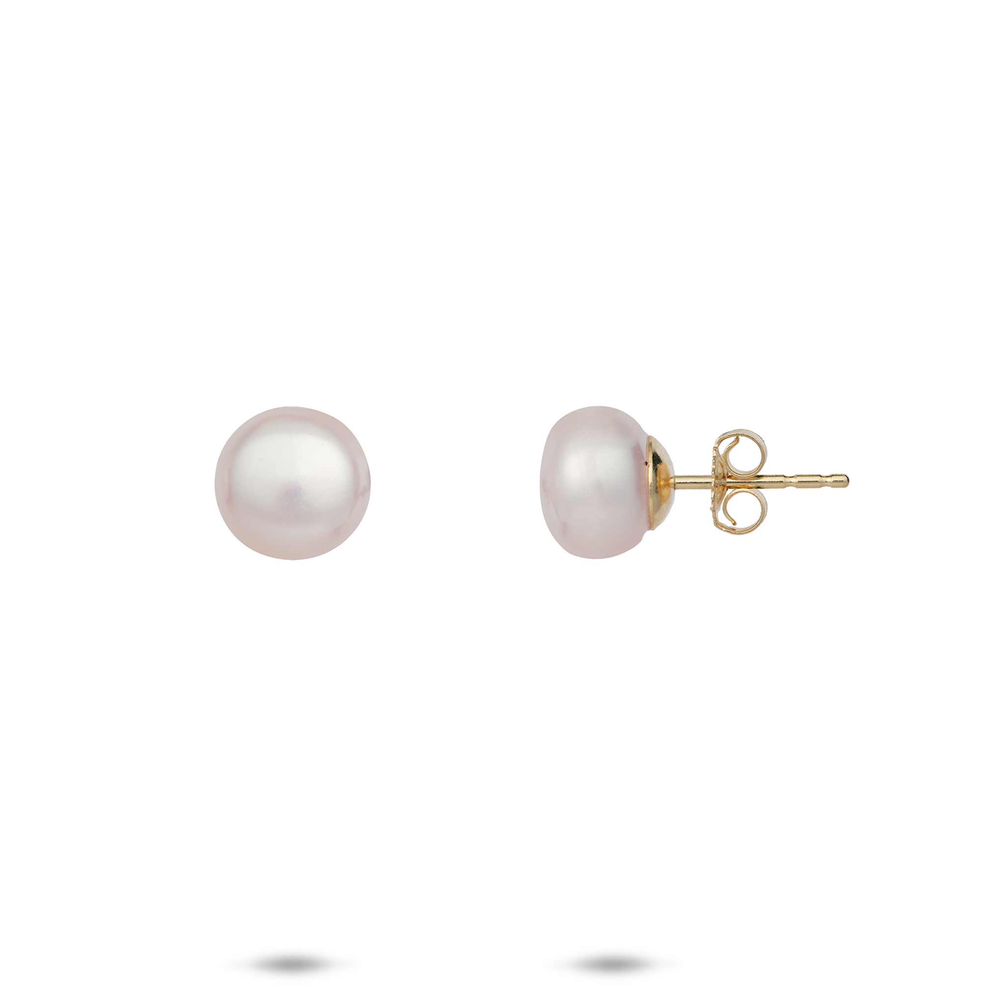 Button Freshwater Pearl Earrings in Gold - 8-9mm