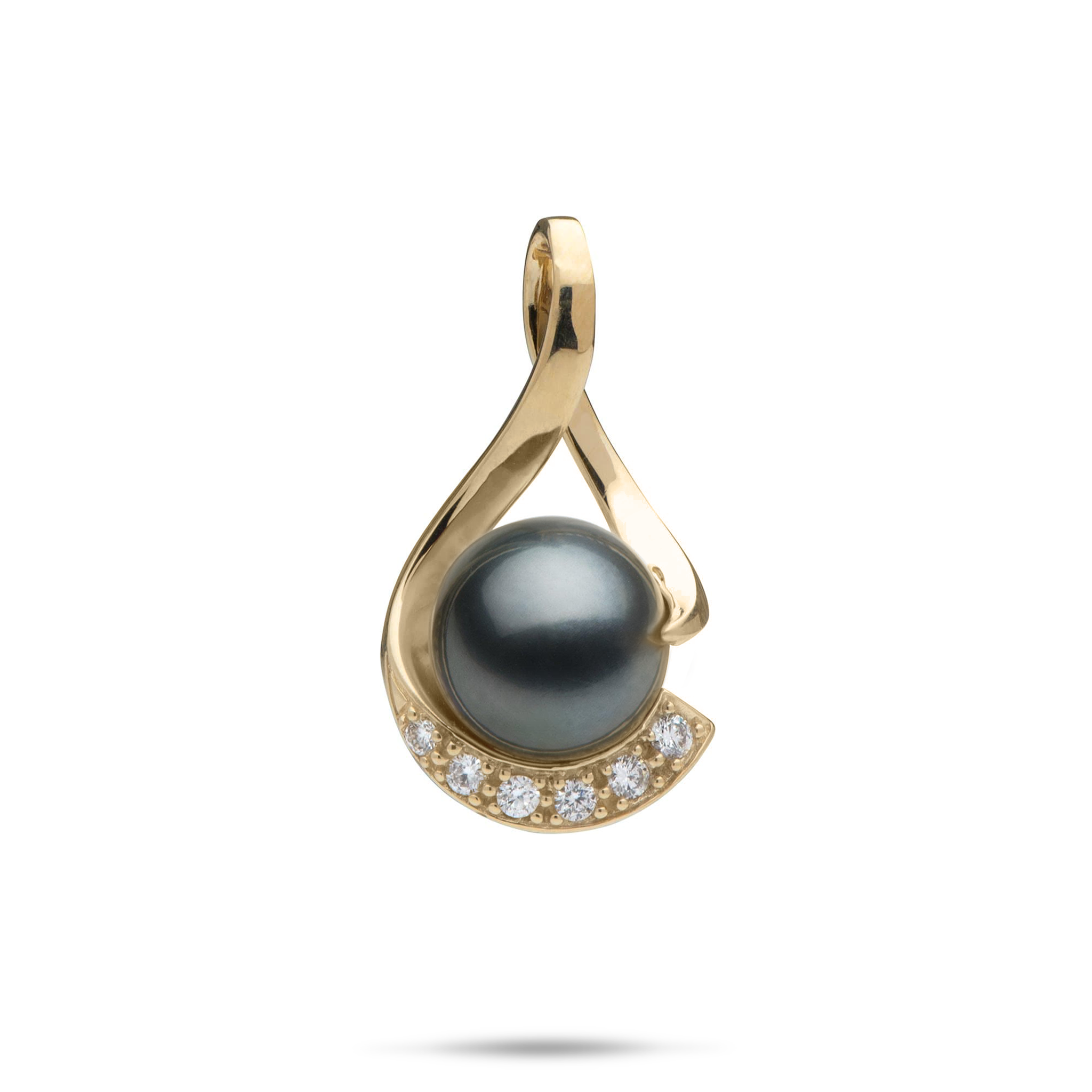 Tahitian Black Pearl Infinity Pendant in Gold with Diamonds - 11-12mm