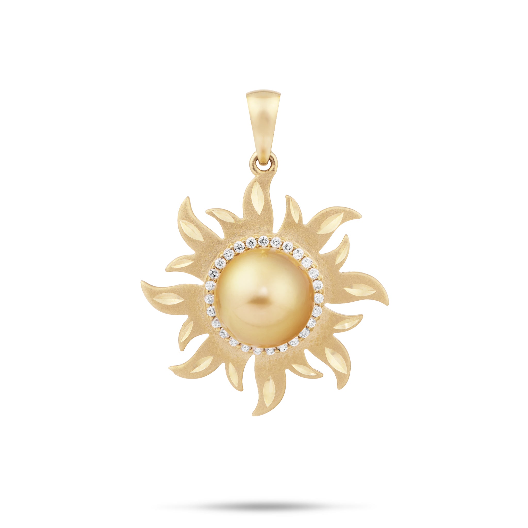 South Sea Gold Pearl Sun Pendant in Gold with Diamonds