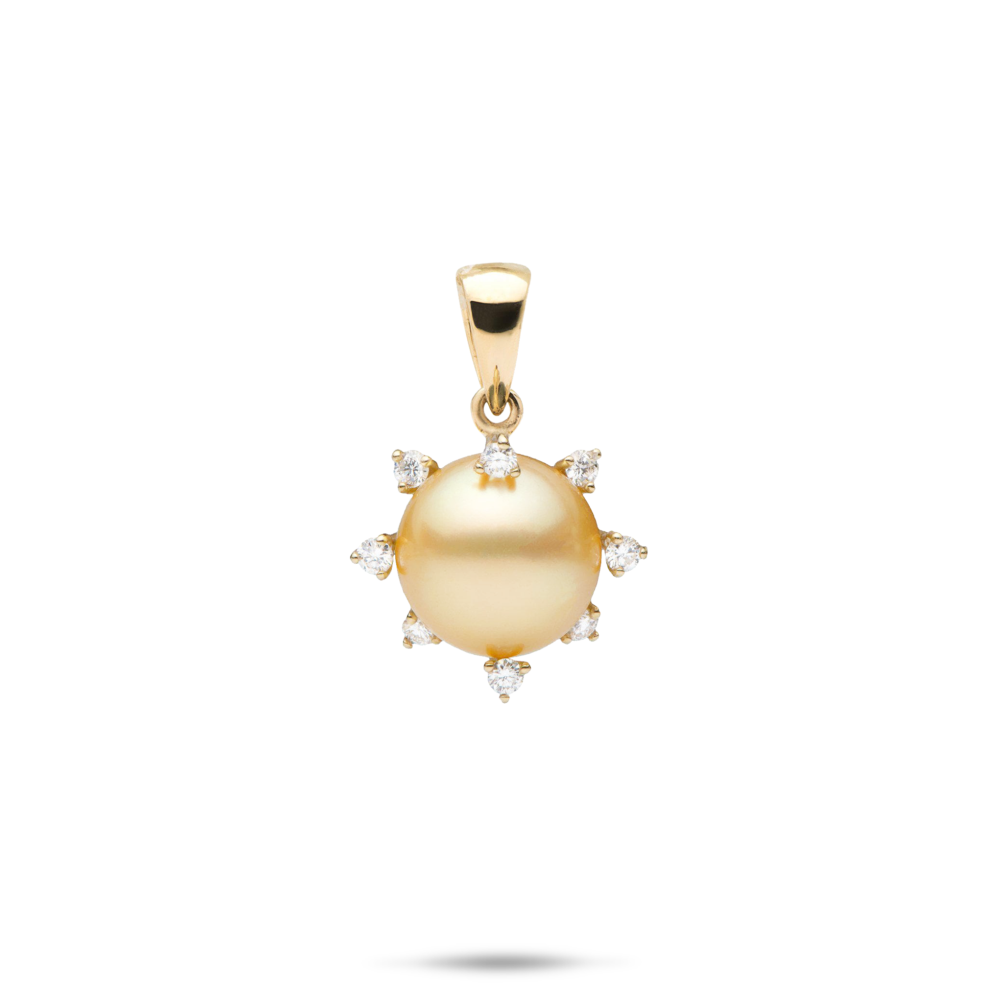 Protea South Sea Gold Pearl Pendant in Gold with Diamonds - 10-11mm