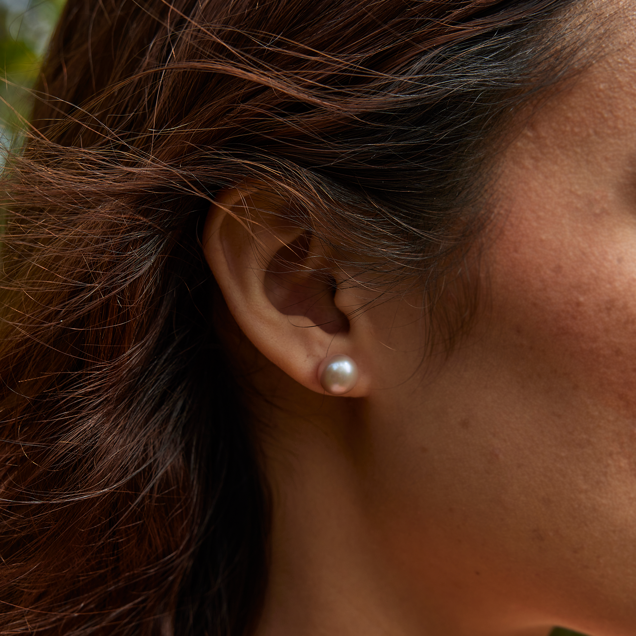 Freshwater Natural Color Pearl Earrings in Gold - 9-10mm