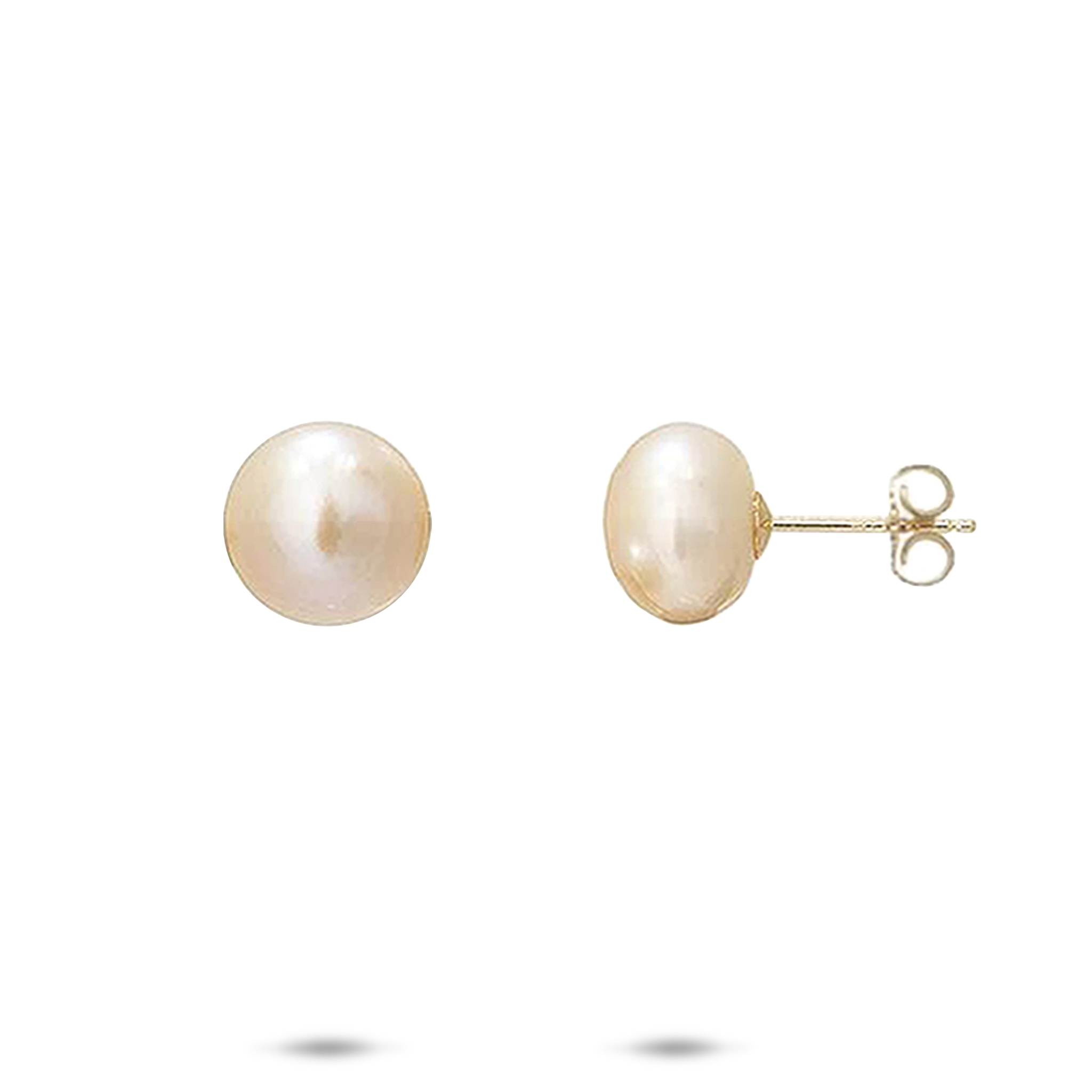Freshwater Natural Color Pearl Earrings in Gold - 9-10mm
