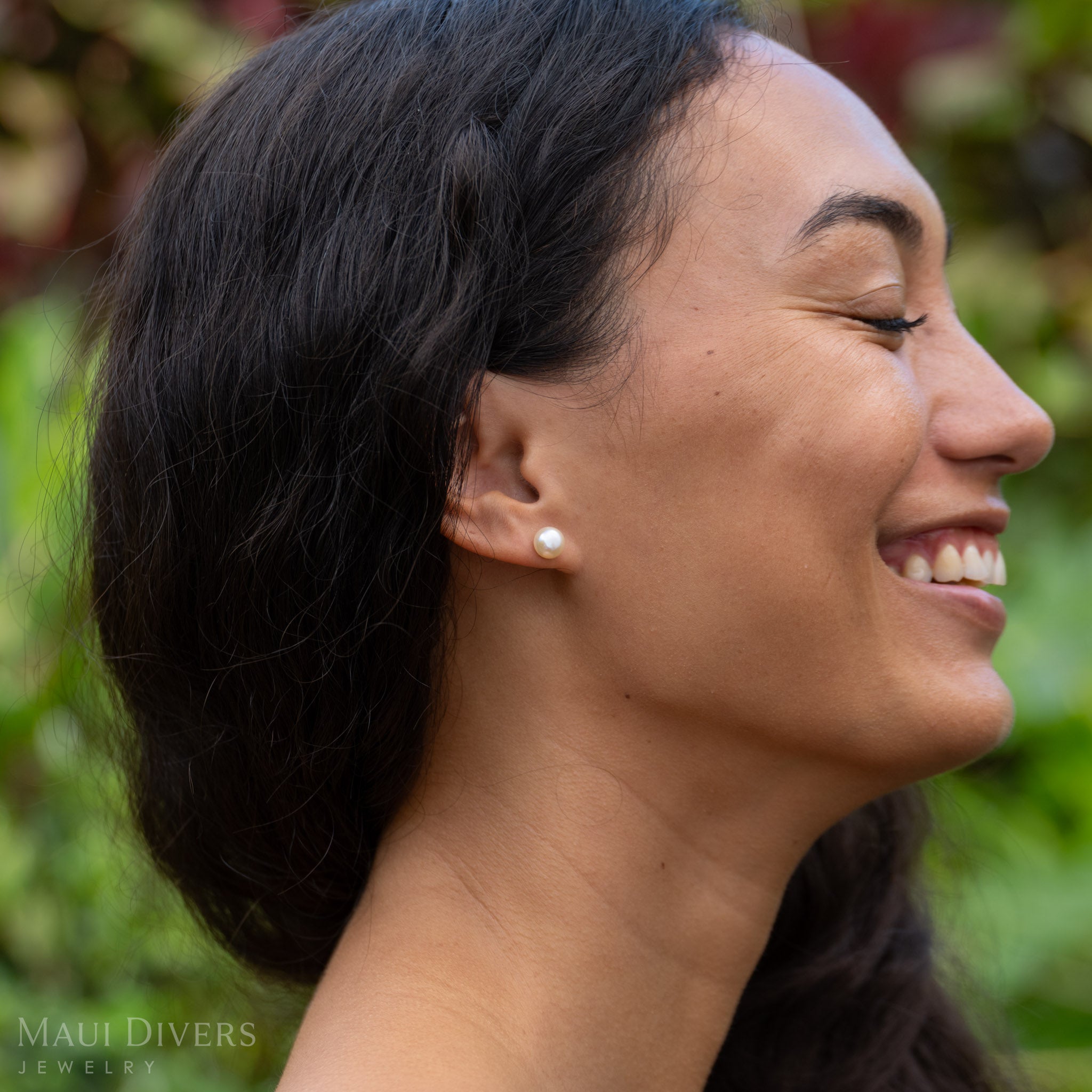 Button Freshwater Pearl Earrings in Gold - 8-9mm