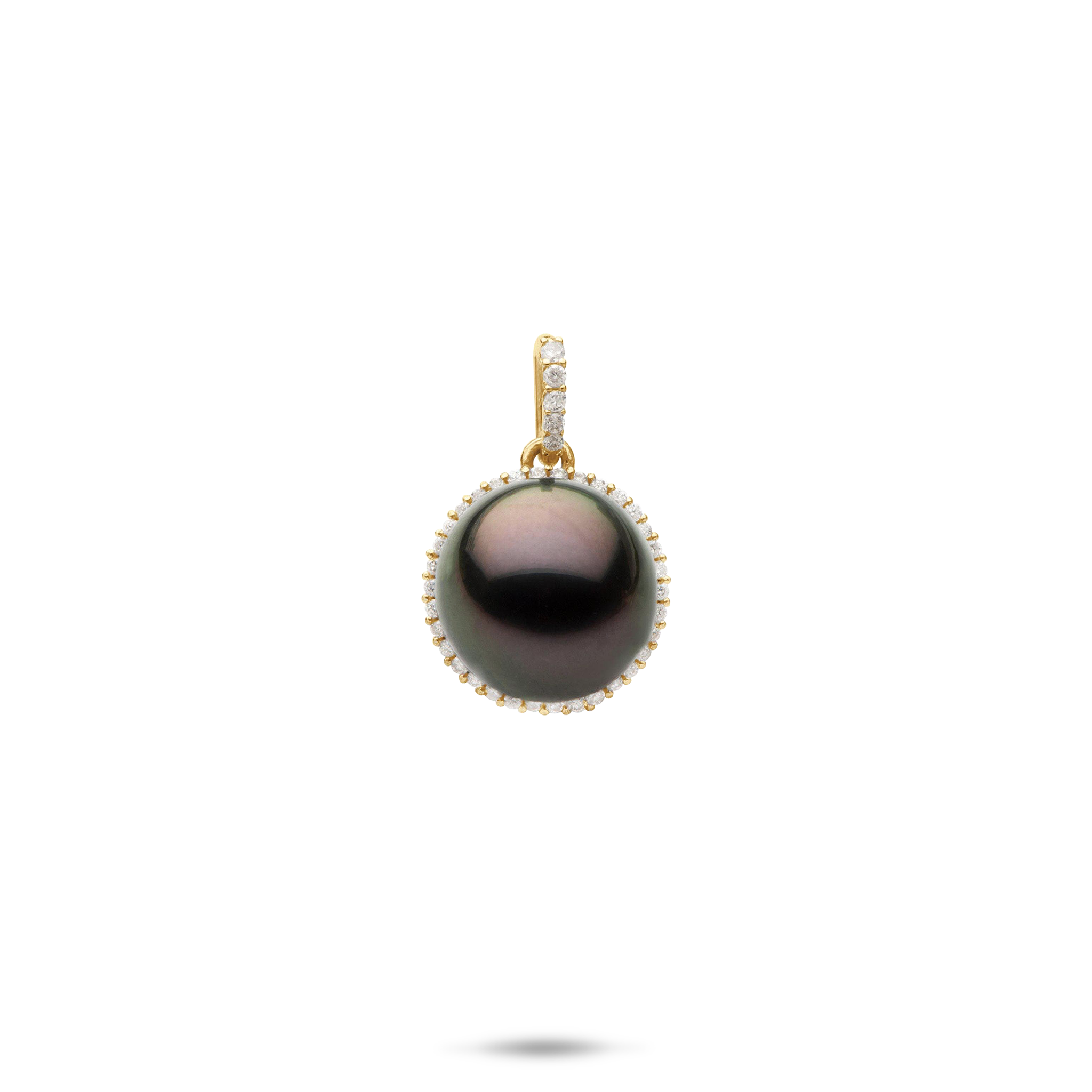 Halo Tahitian Black Pearl Pendant in Gold with Diamond - 10-11mm