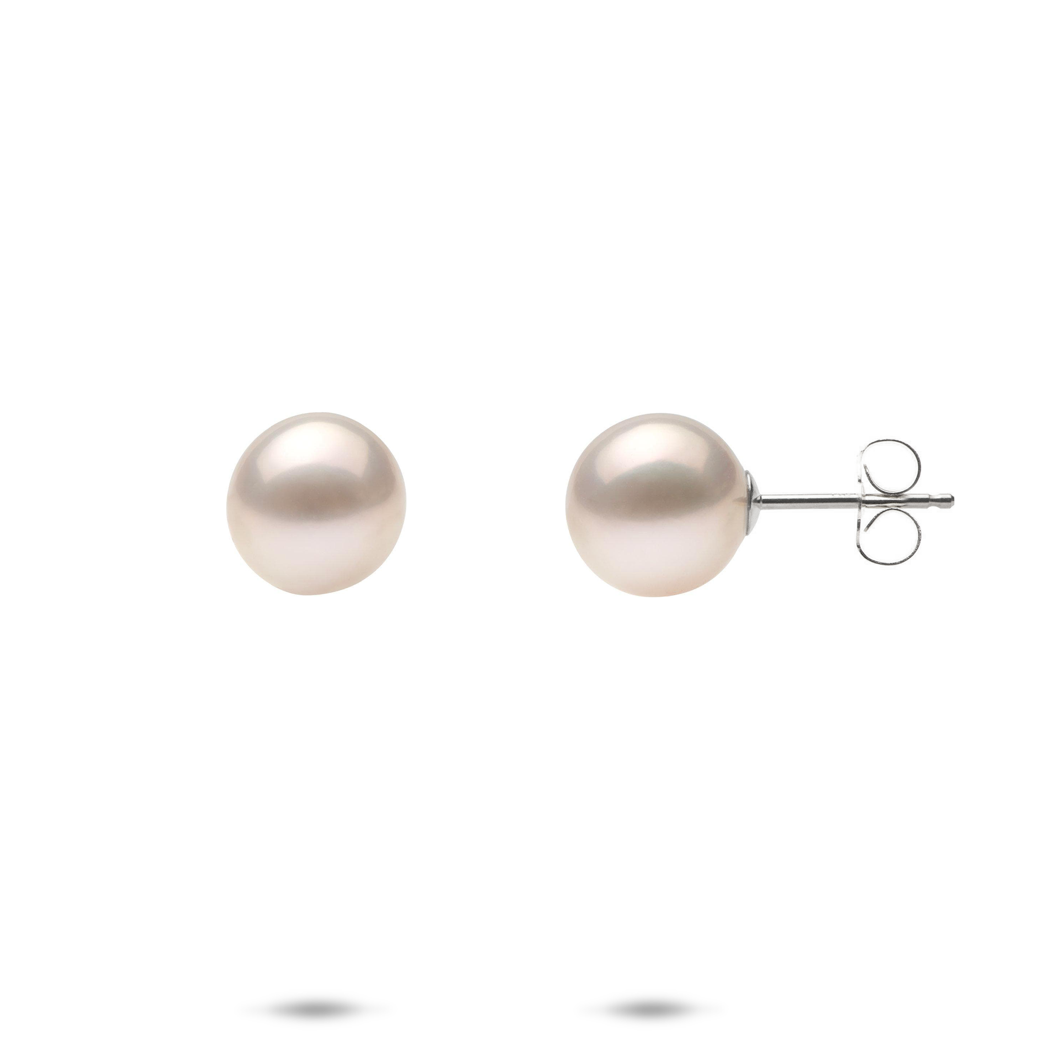Freshwater Pearl Earrings in White Gold - 8-9mm