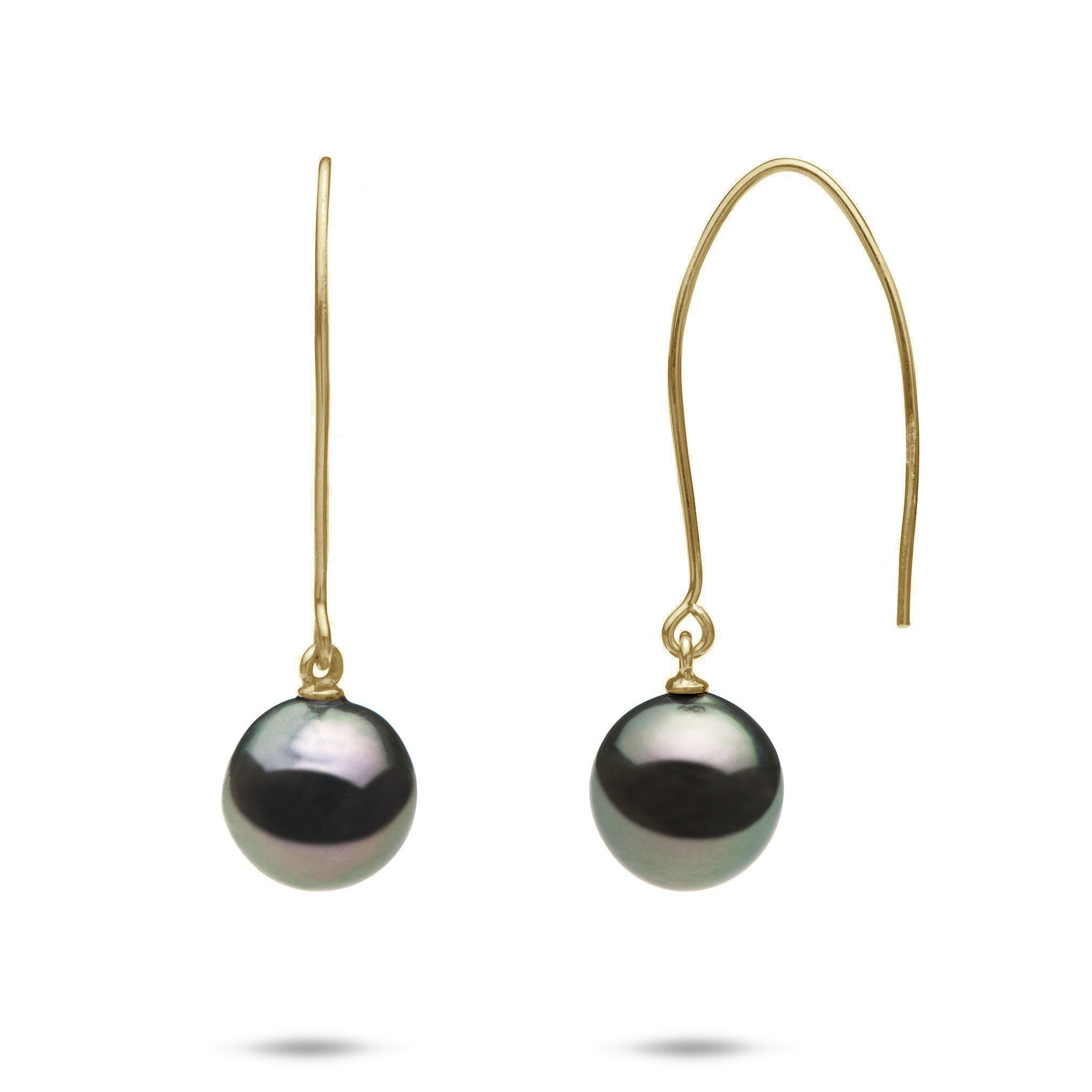 Tahitian Black Pearl Earrings in Gold - 9-10mm