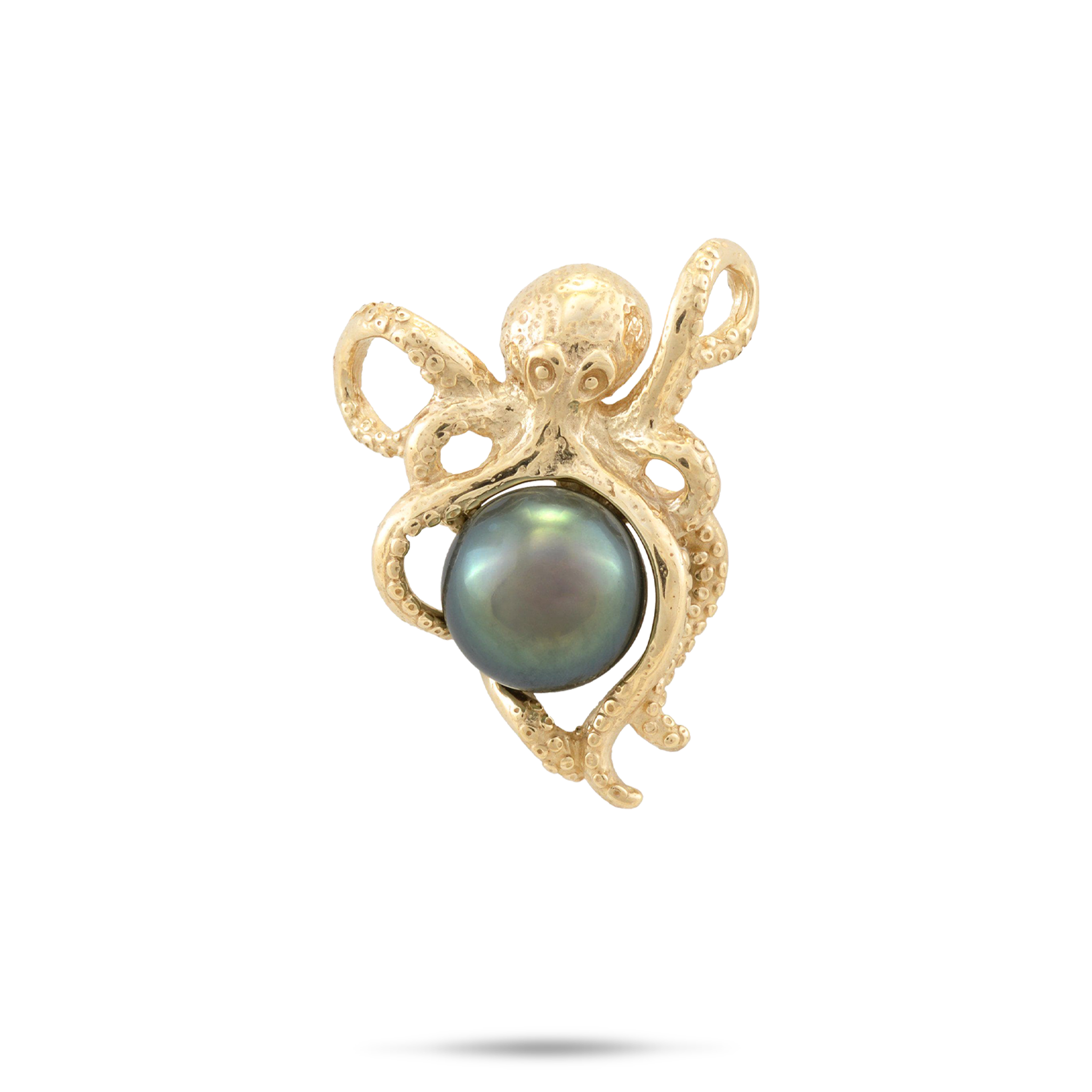 Heʻe (Octopus) Tahitian Black Pearl Pendant in Gold - 8-10mm