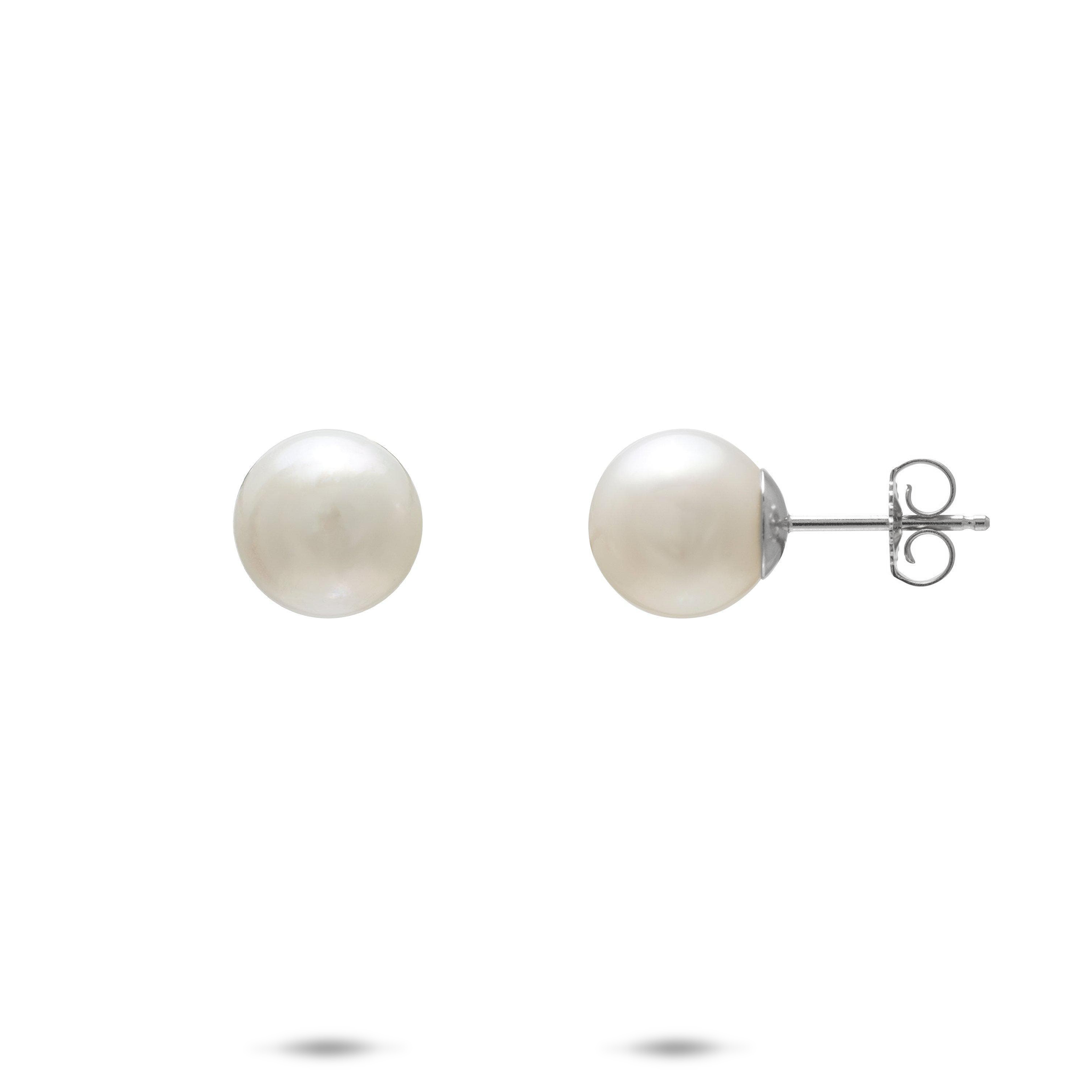 South Sea White Pearl Earrings in White Gold - 8-9mm