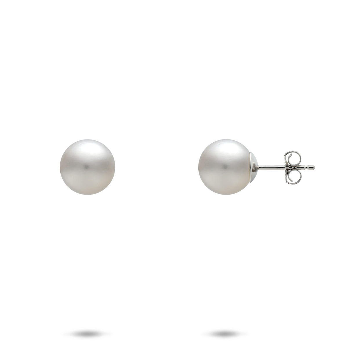 South Sea White Pearl Earrings in White Gold - 8-9mm