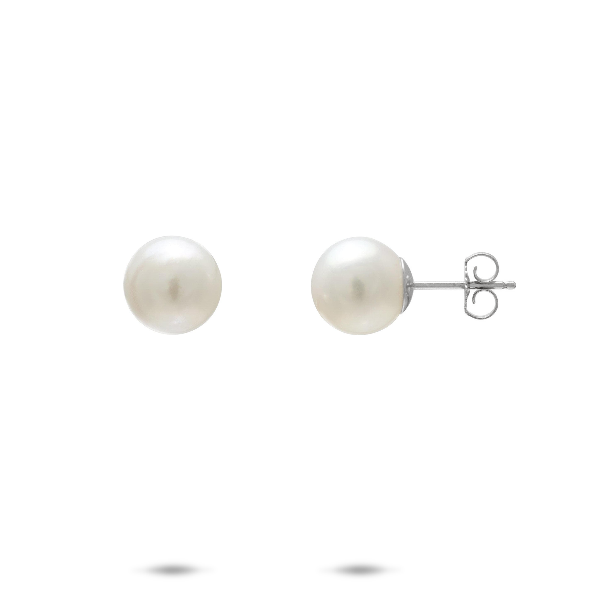 South Sea White Pearl Earrings in White Gold - 8-9mm