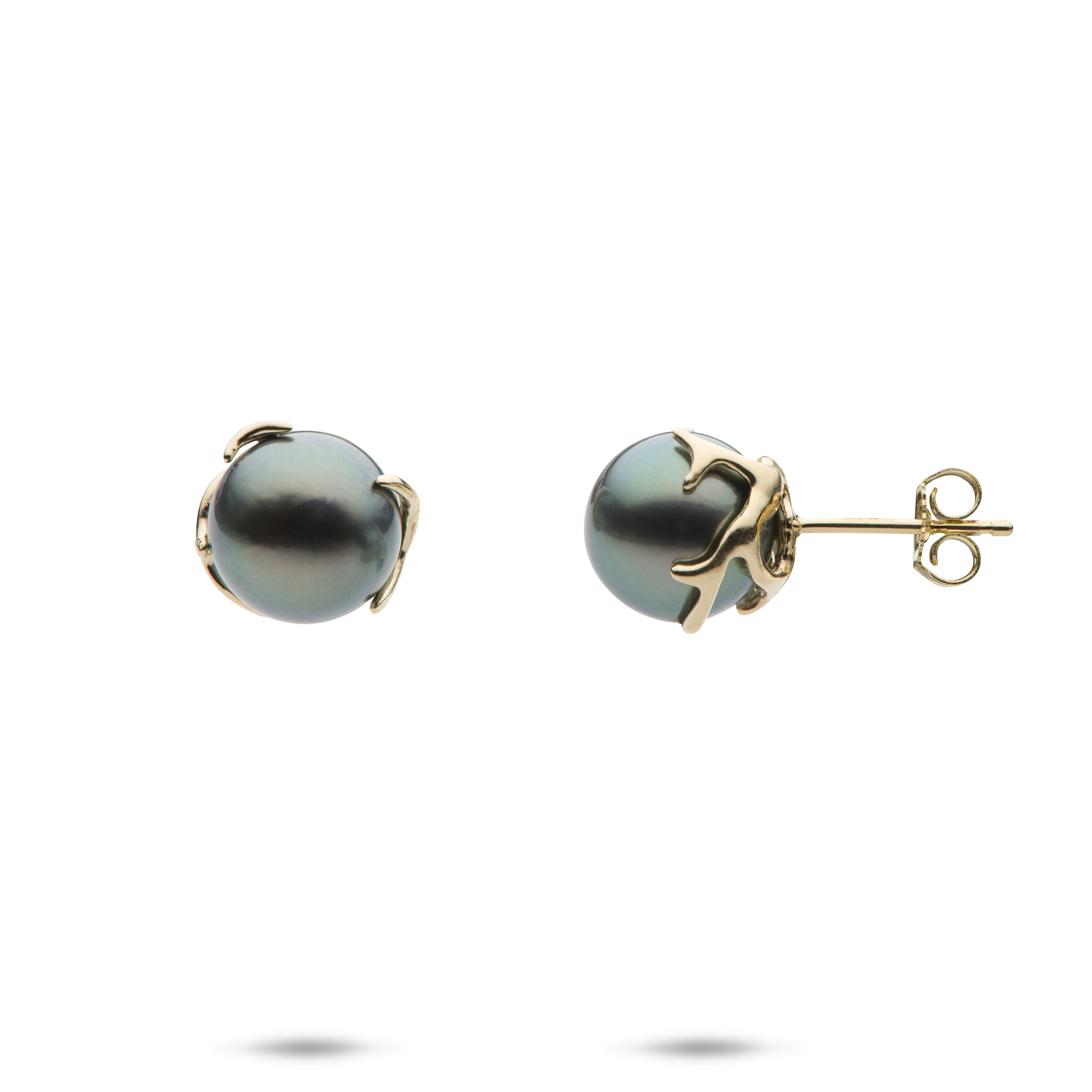 Heritage Tahitian Pearl Earrings in Gold - 9-10mm