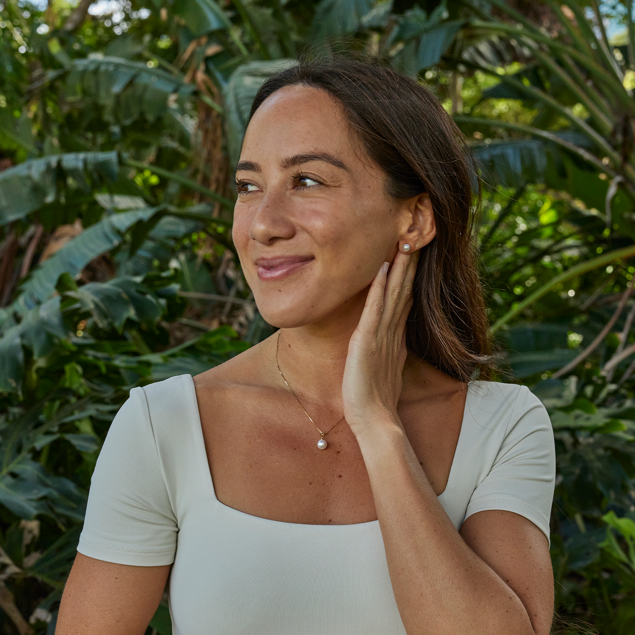 Akoya White Pearl Earrings in Gold - 6-6.5mm