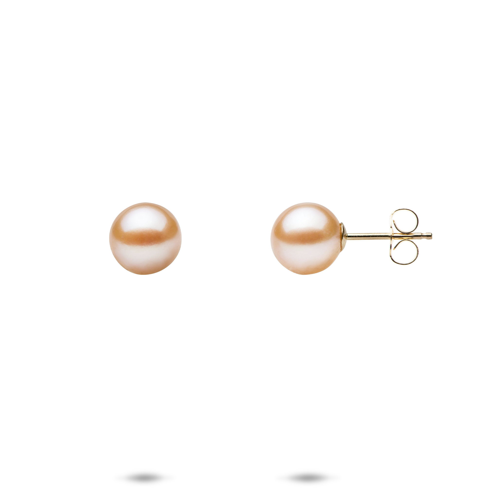 Peach Freshwater Pearl Earrings in Gold - 7-8mm