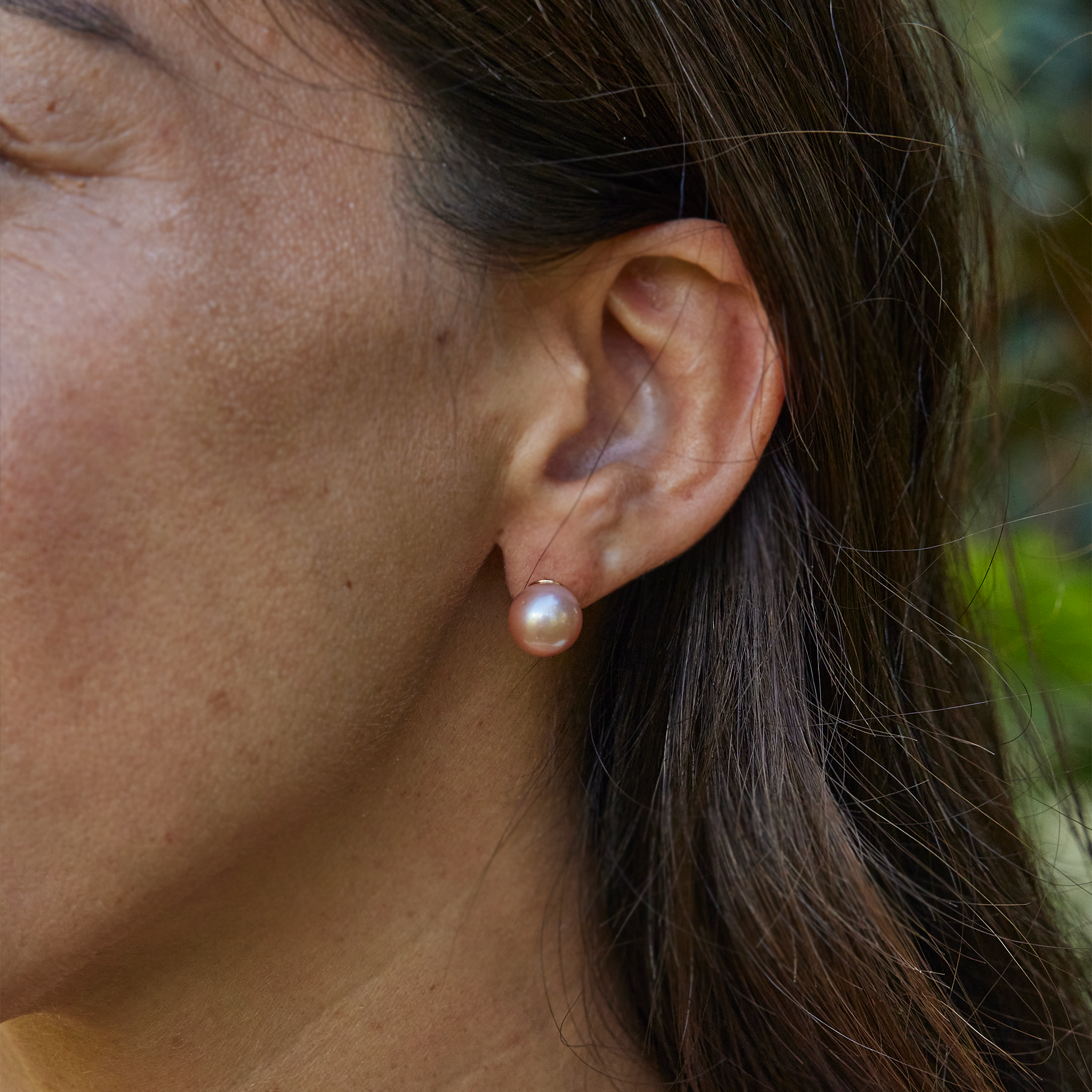 Freshwater Natural Color Pearl Earrings in Gold - 9-10mm