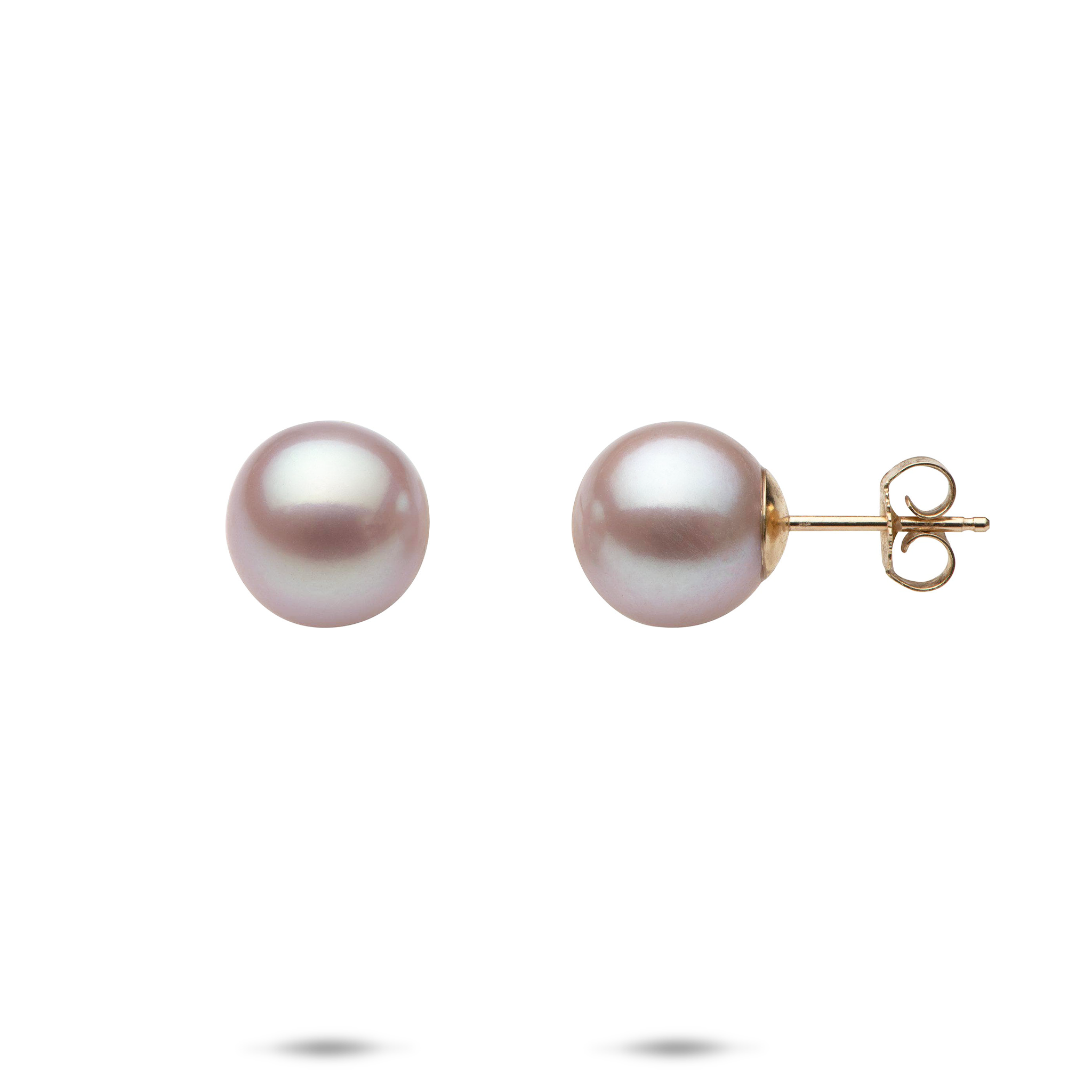 Freshwater Natural Color Pearl Earrings in Gold - 9-10mm