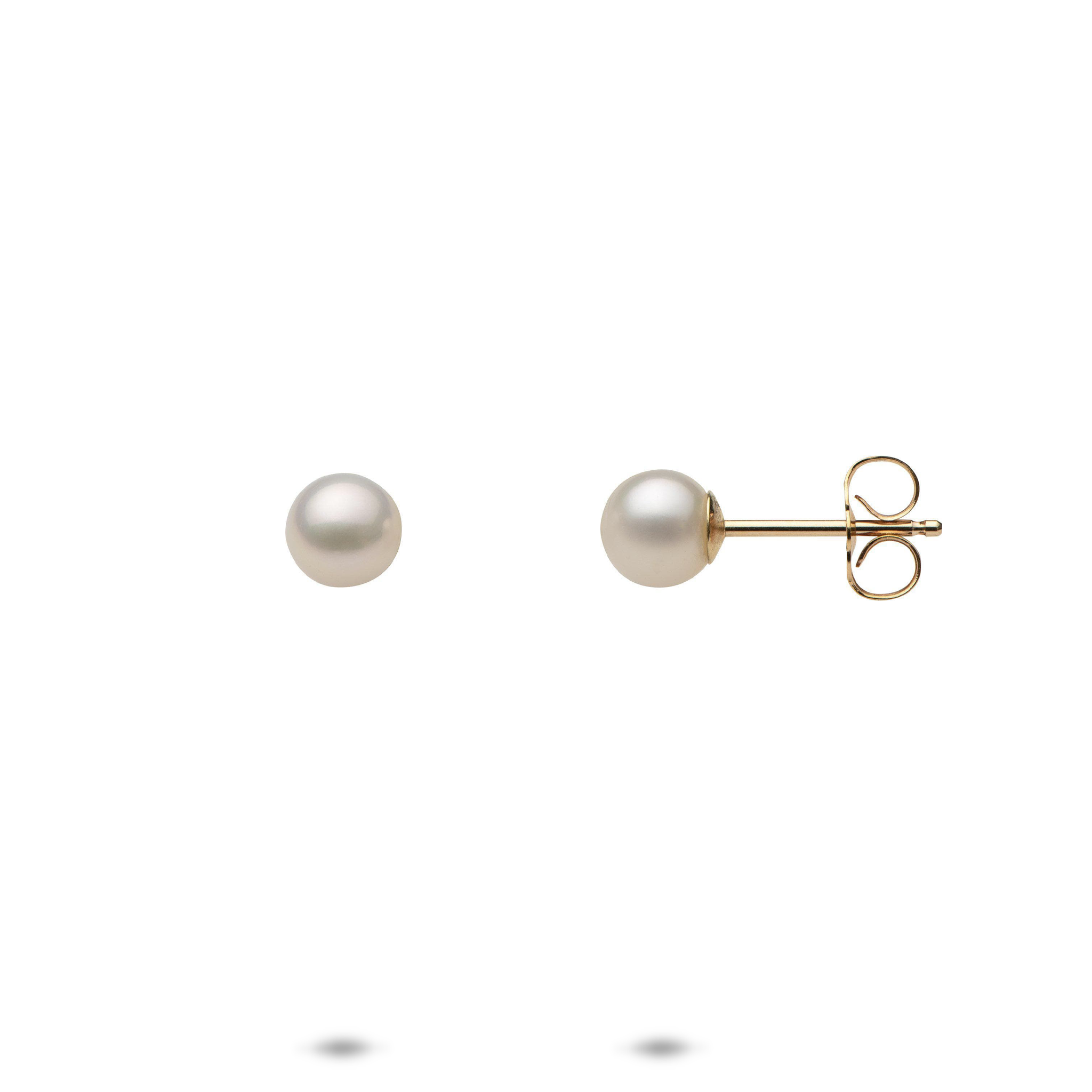 Freshwater White Pearl Earrings in Gold - 5-6mm