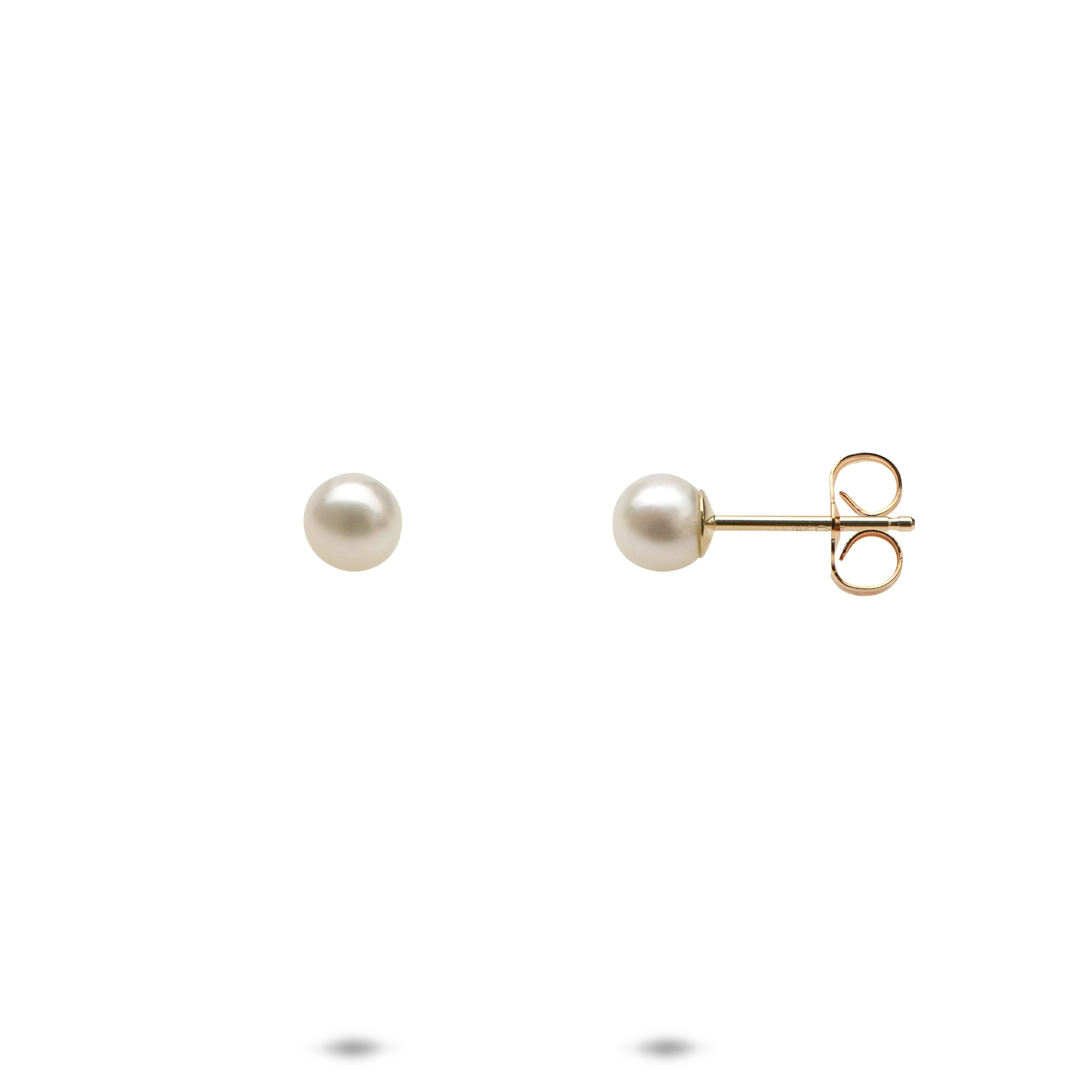 Freshwater White Pearl Earrings in Gold - 4-5mm