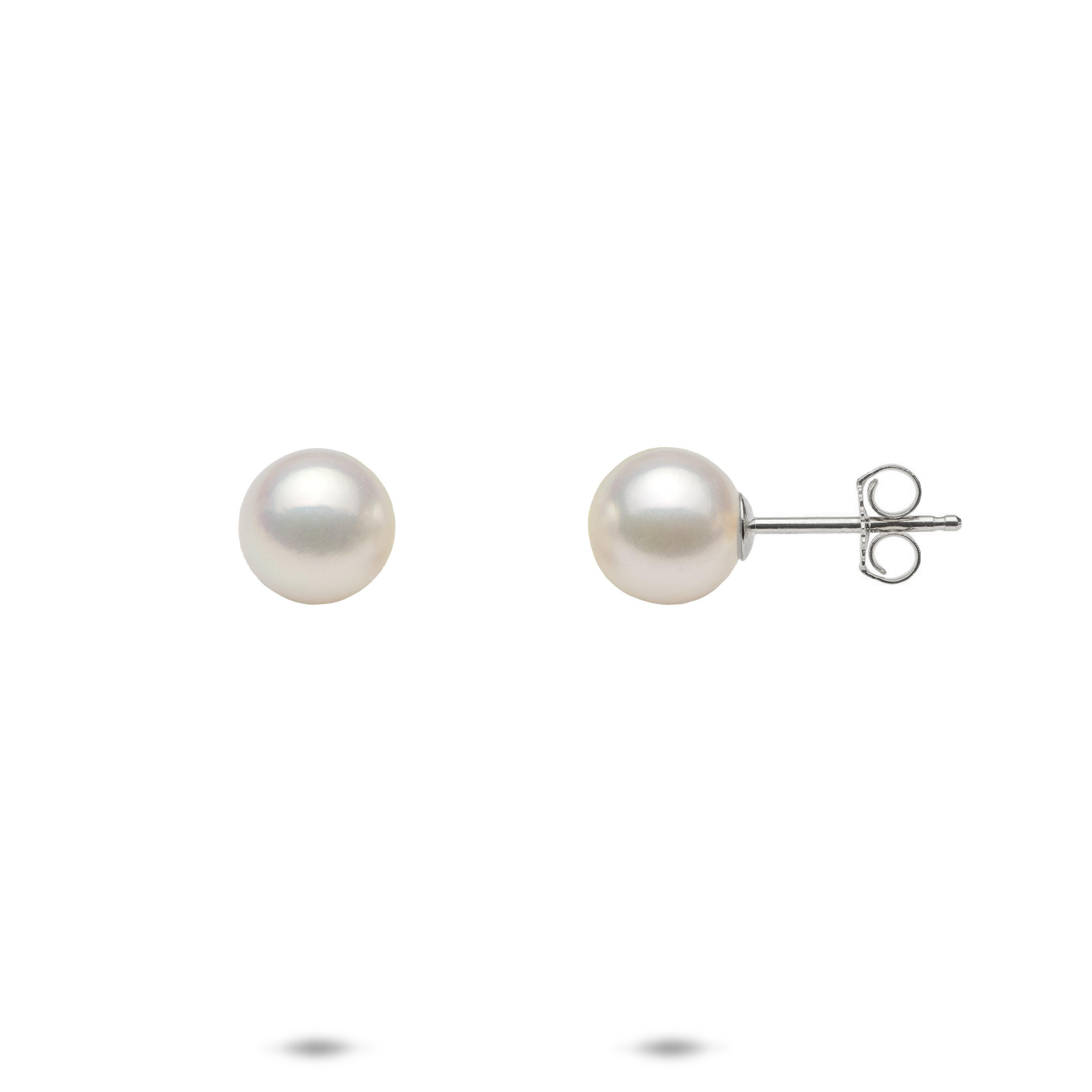 Akoya White Pearl Earrings in White Gold - 7mm