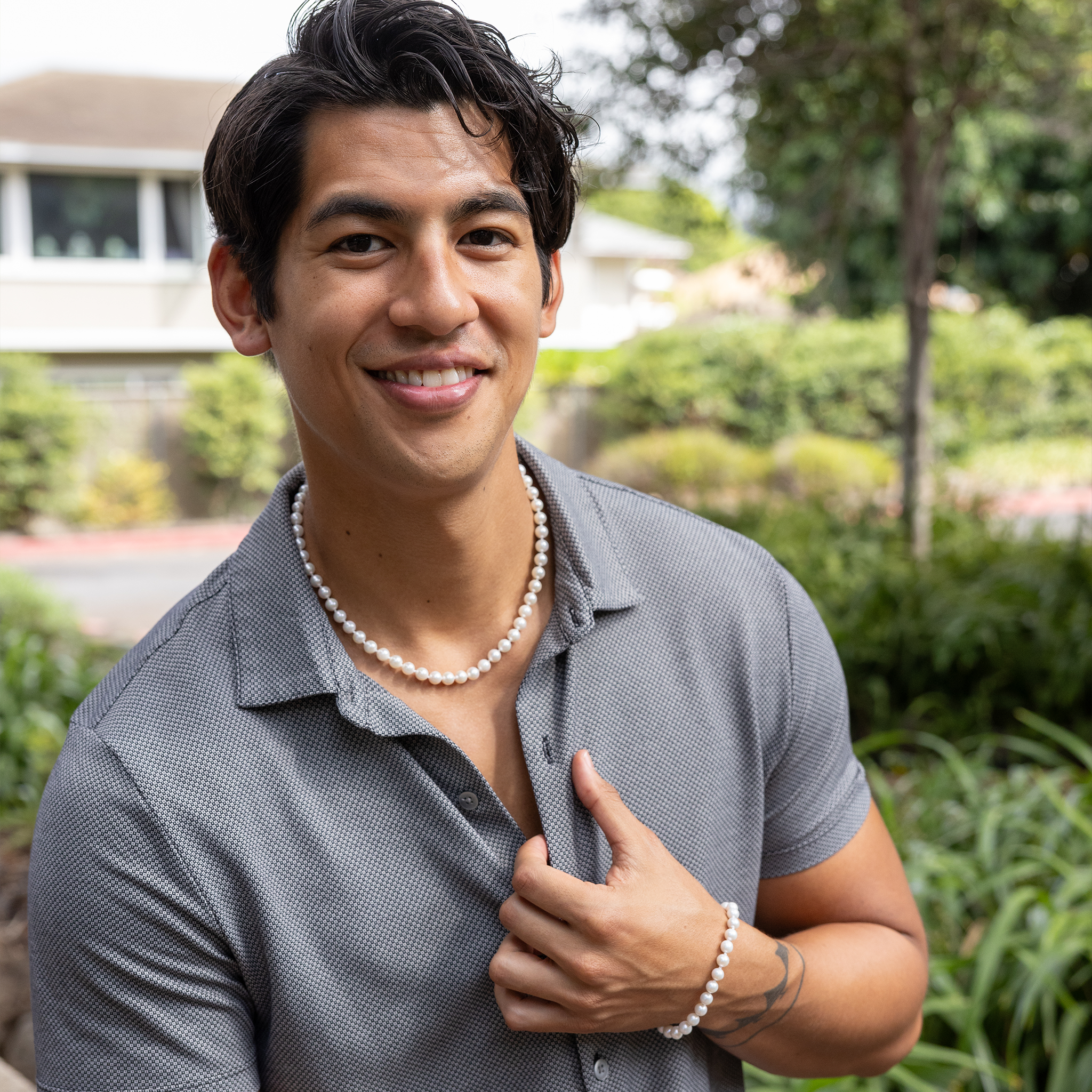 18-19" Akoya White Pearl Strand with White Gold Clasp - 7-8mm