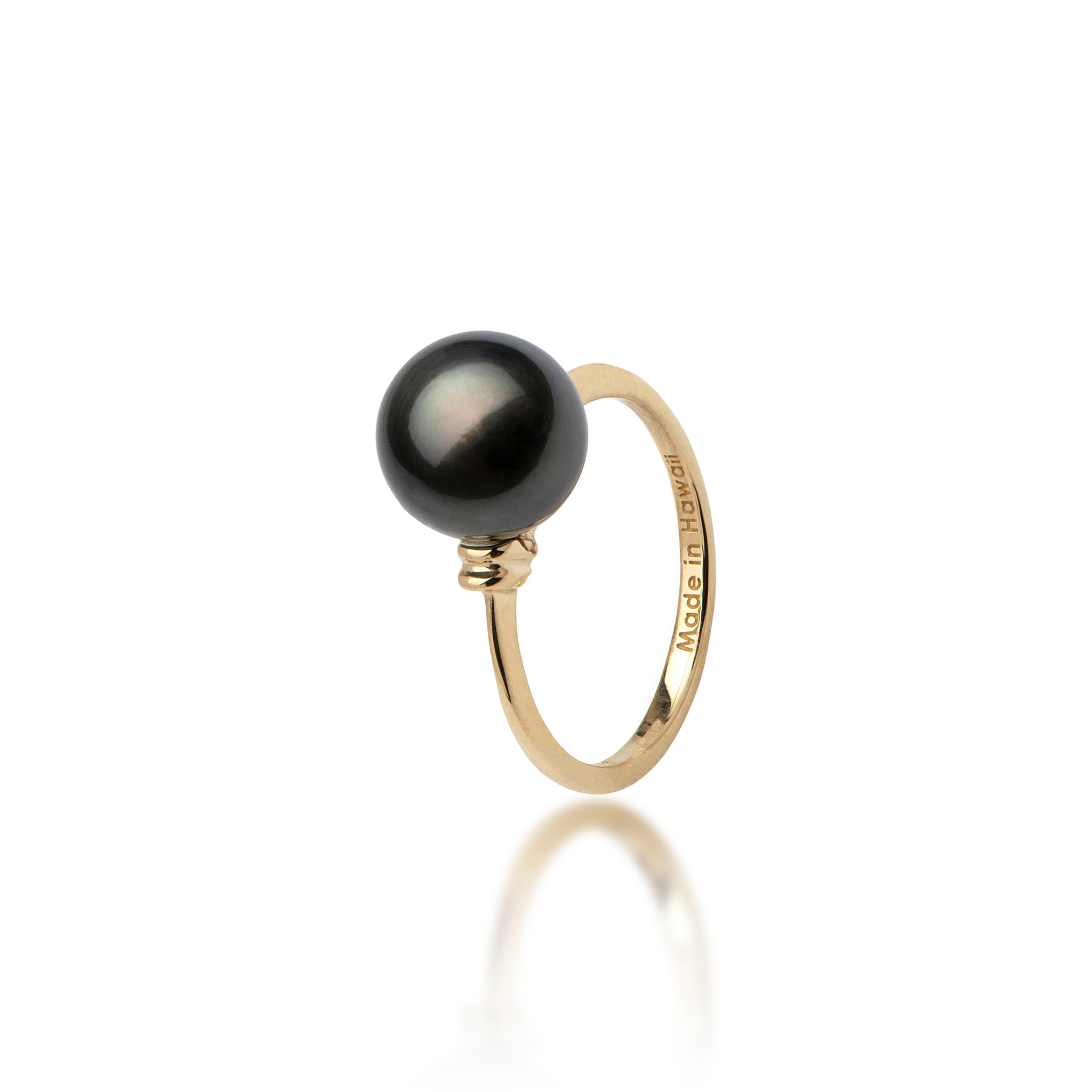 Tahitian Black Pearl Ring in Gold - 9-10mm