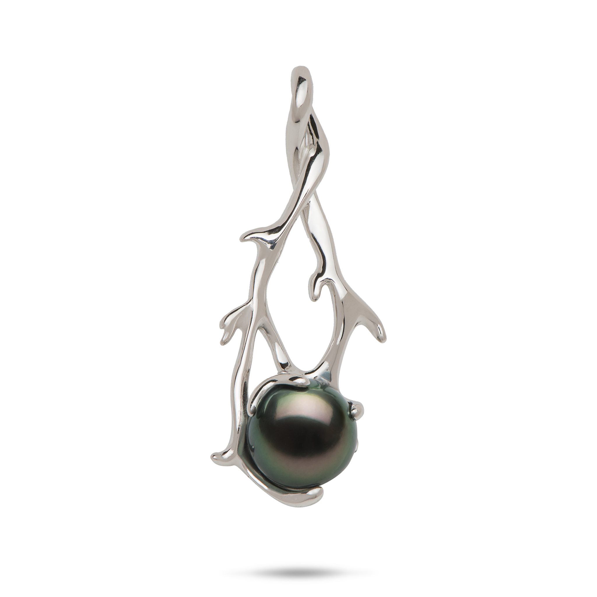 Heritage Tahitian Black Pearl Pendant in White Gold - 9-10mm