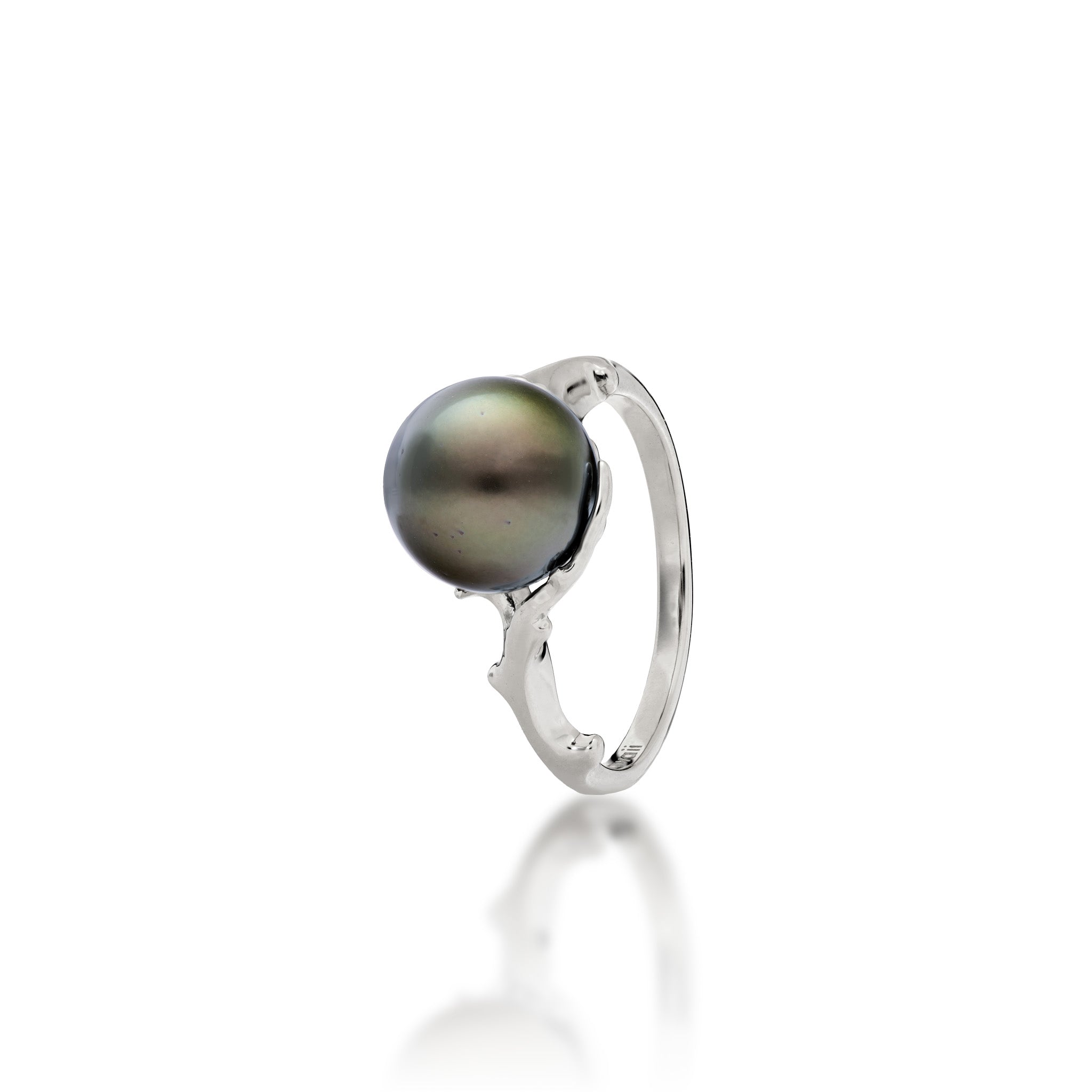 Heritage Tahitian Black Pearl Ring in White Gold