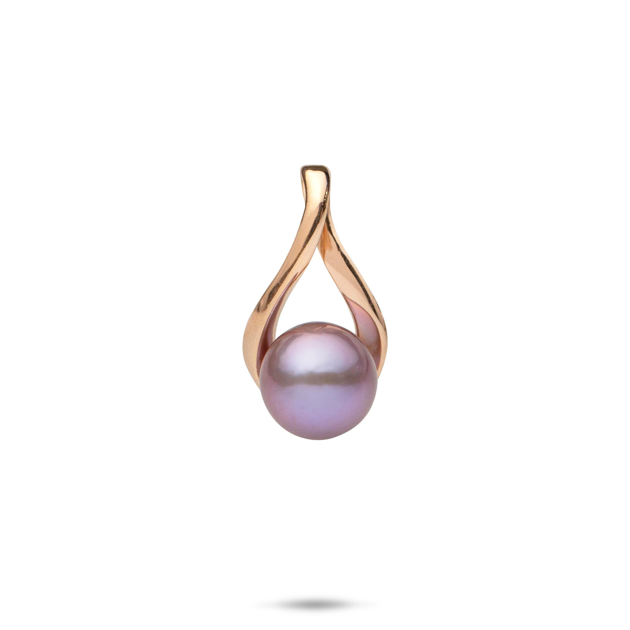 Teardrop Ultraviolet Freshwater Pearl Pendant in Rose Gold - 9-10mm