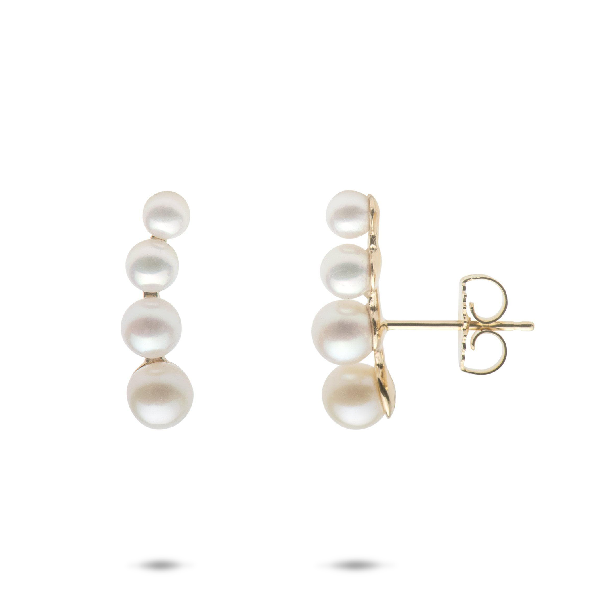 Akoya & Freshwater White Pearl Earrings in Gold - 3.5-6mm
