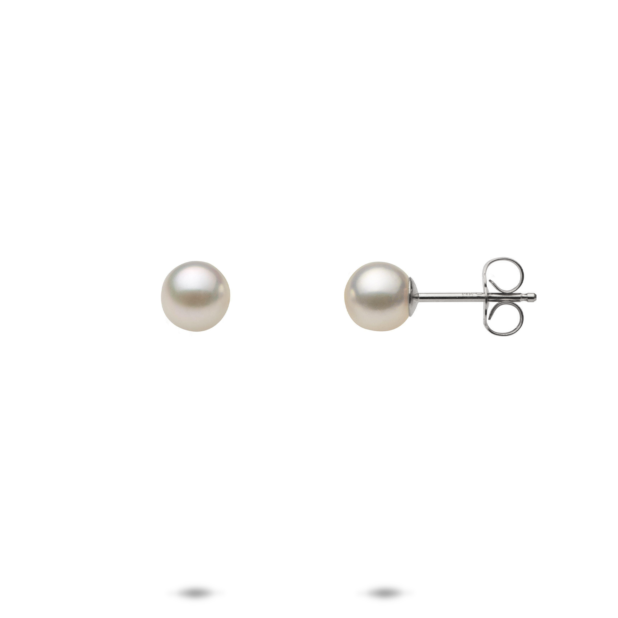 Akoya White Pearl Earrings in White Gold - 5.5-6mm