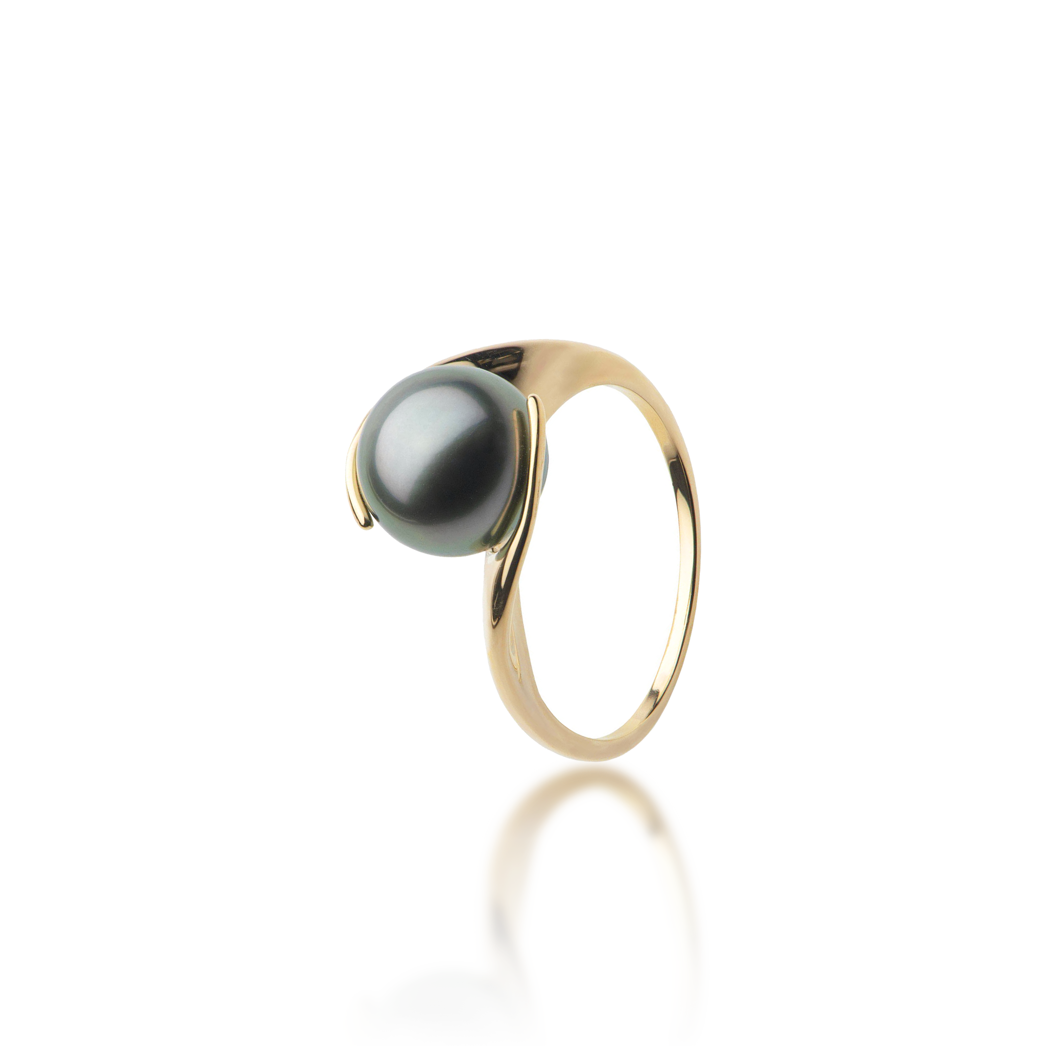 Tahitian Black Pearl Ring in Gold - 9-10mm