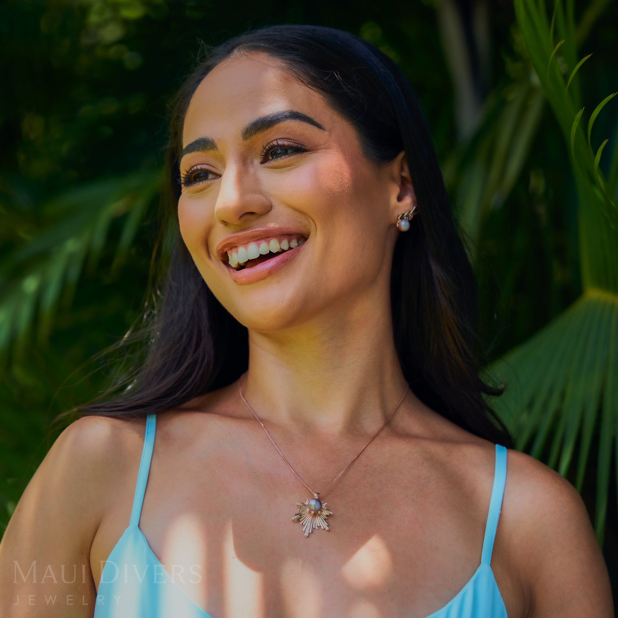 E Hoʻāla Lavender Freshwater Pearl Pendant in Rose Gold with Diamonds - 27mm