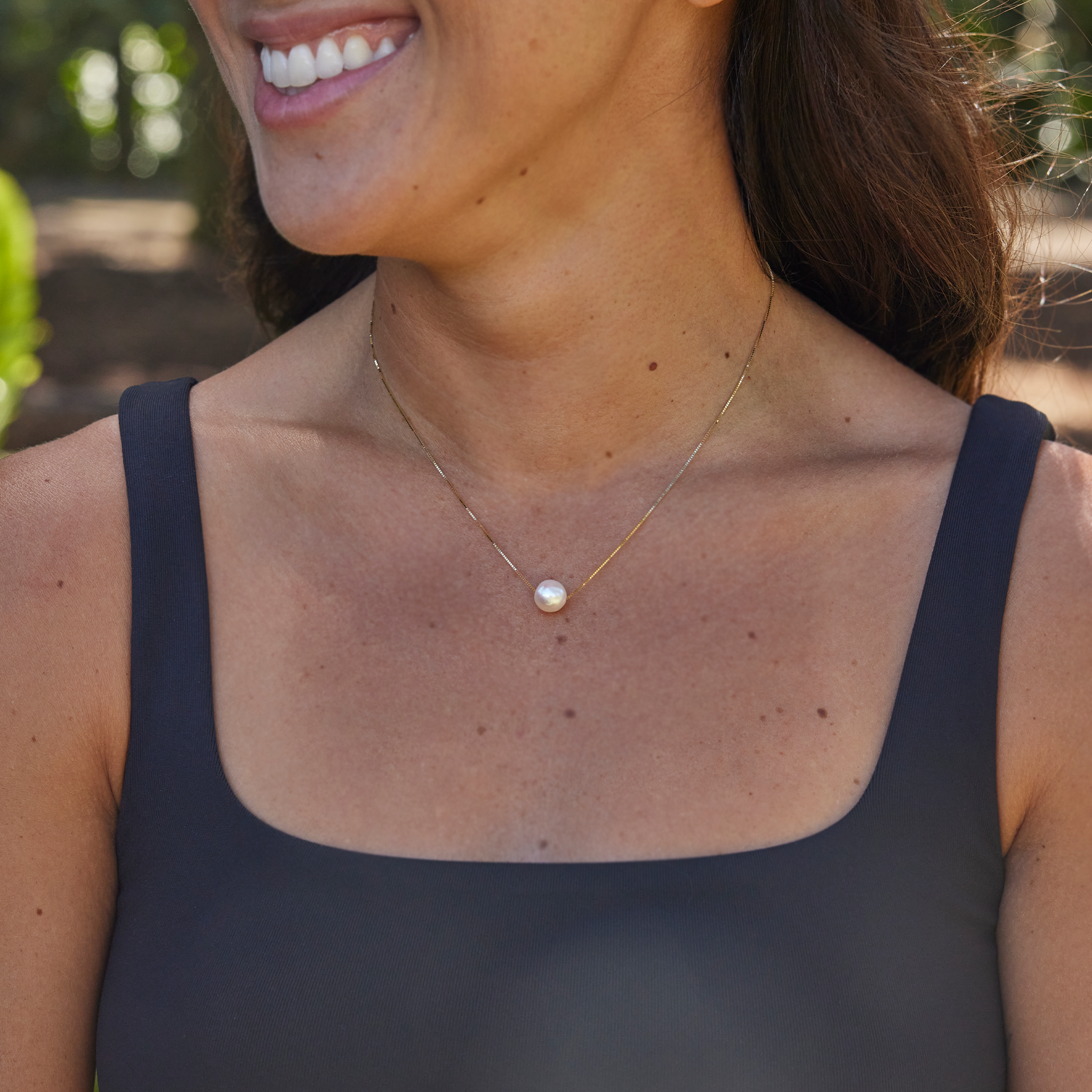 16-18" Adjustable Akoya White Pearl Necklace in Gold - 8.5-9mm