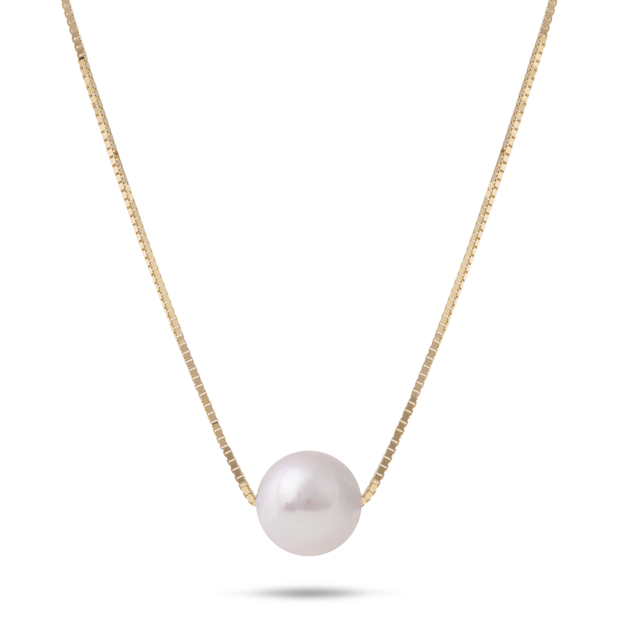 16-18" Adjustable Akoya White Pearl Necklace in Gold - 8.5-9mm