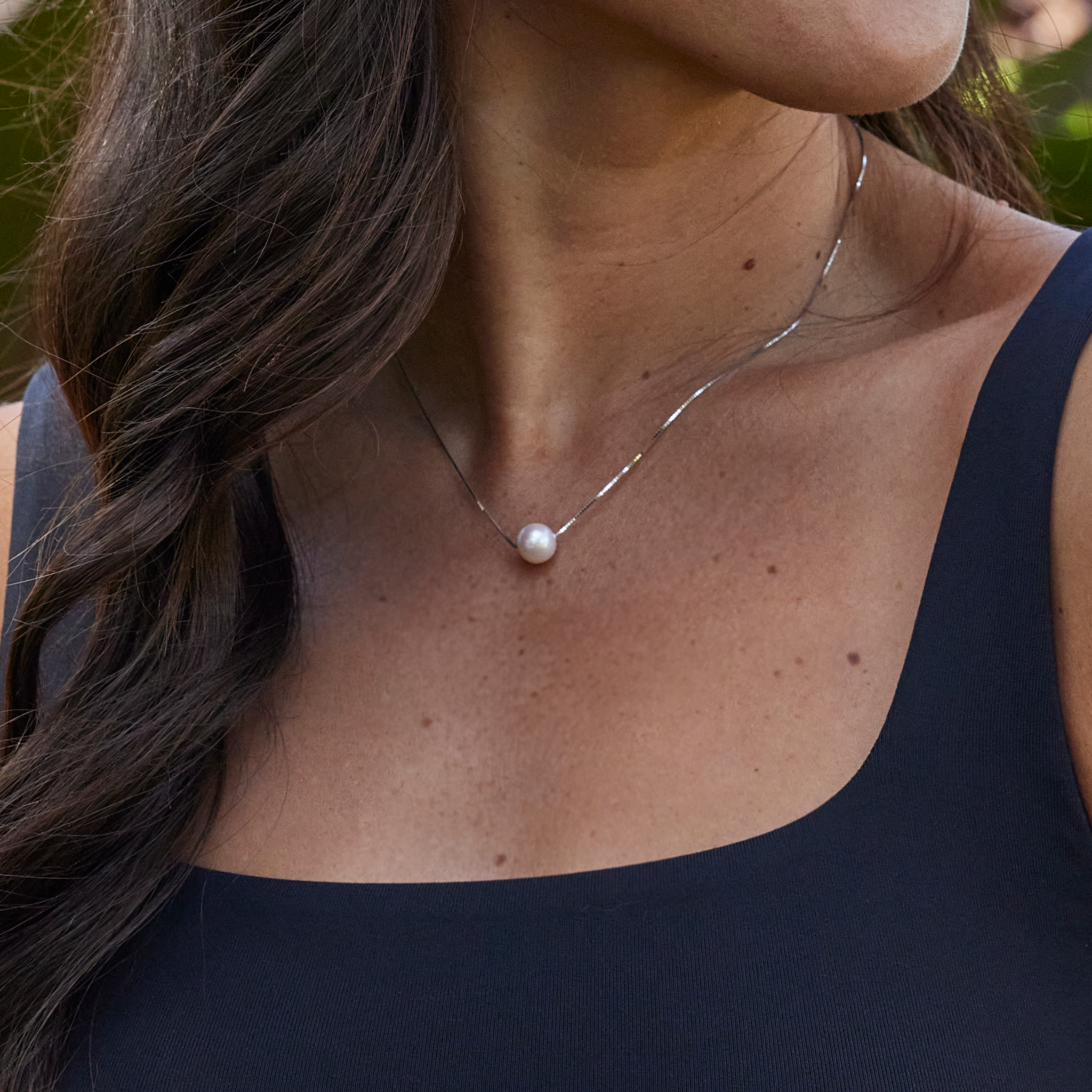 16-18" Adjustable Akoya White Pearl Necklace in White Gold - 8.5-9mm