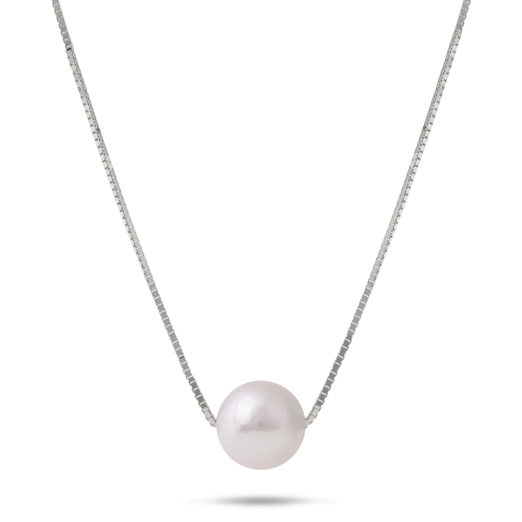 16-18" Adjustable Akoya White Pearl Necklace in White Gold - 8.5-9mm