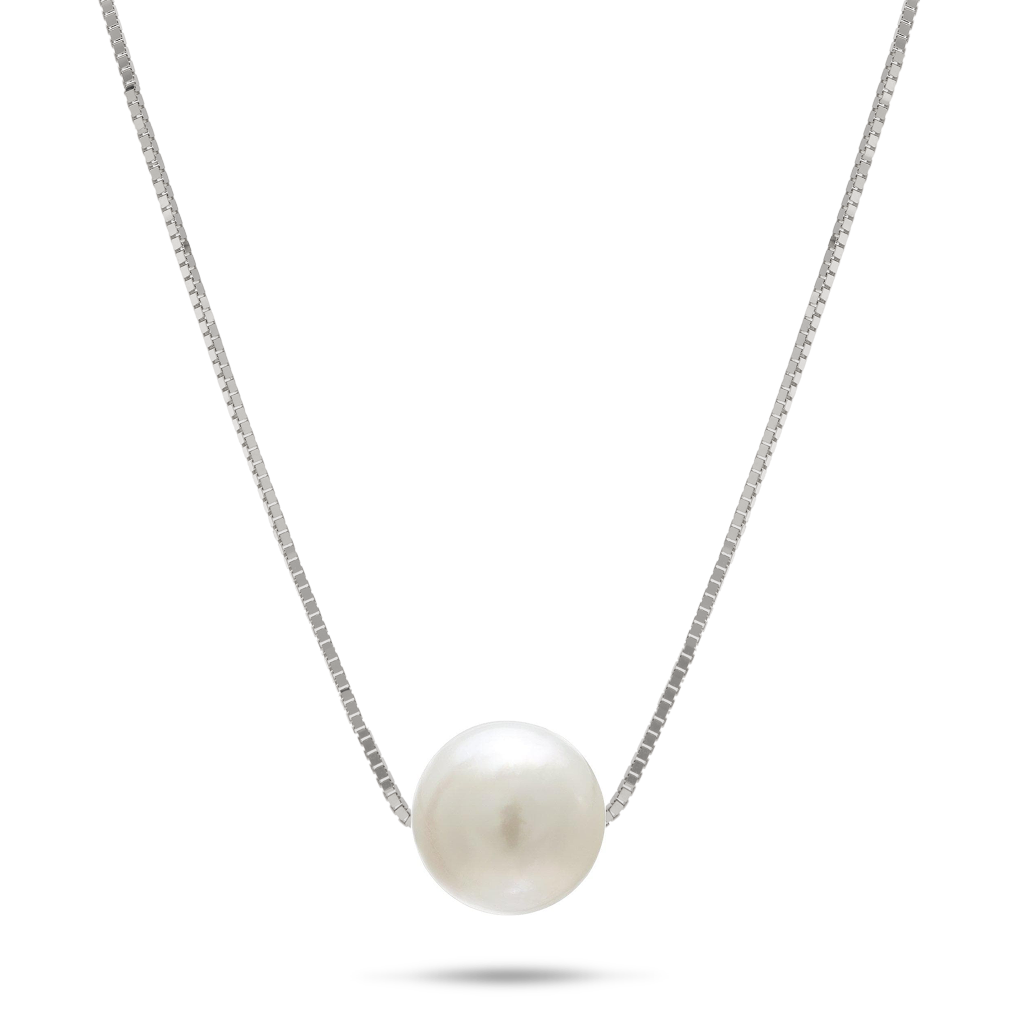 16-18" Adjustable South Sea White Pearl Necklace in White Gold - 9-10mm