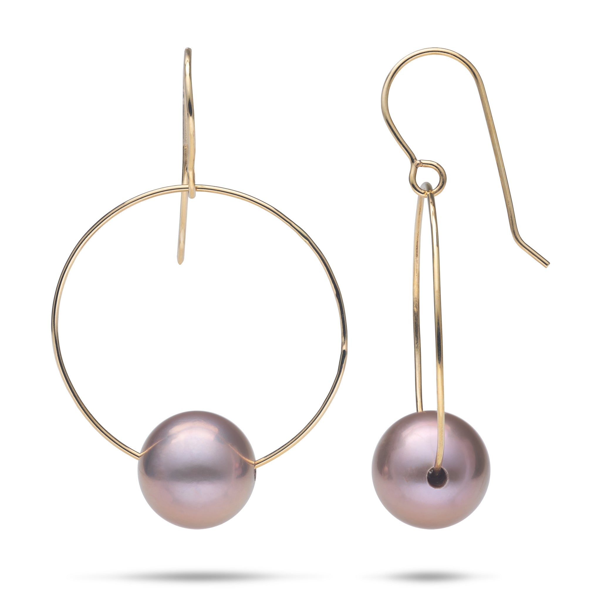 Lilac Freshwater Pearl Earrings in Gold - 10-11mm