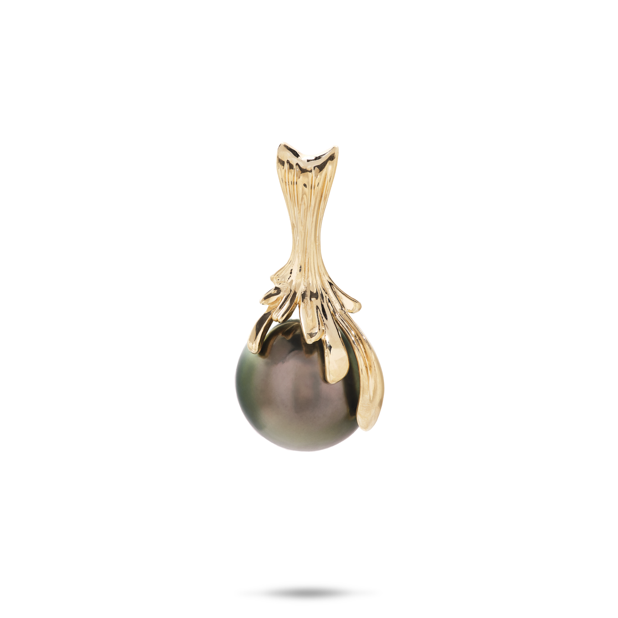 Waterfall Tahitian Black Pearl Pendant in Gold - 11-12mm