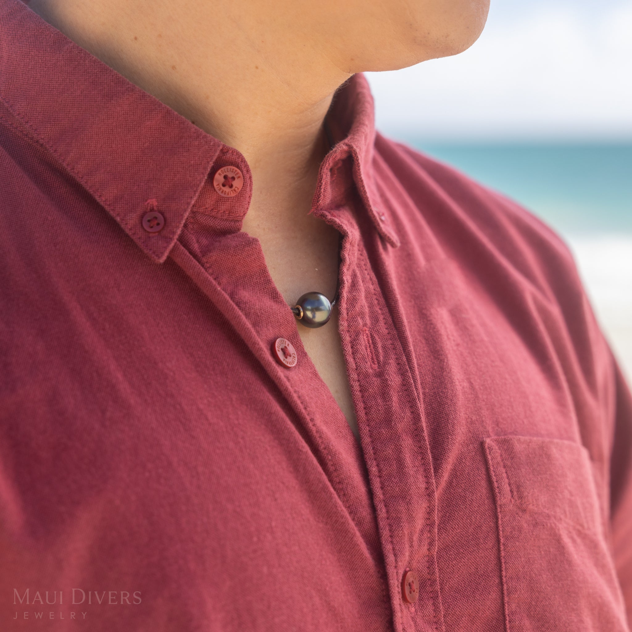 26" Adjustable Tahitian Black Pearl Black Cord Necklace