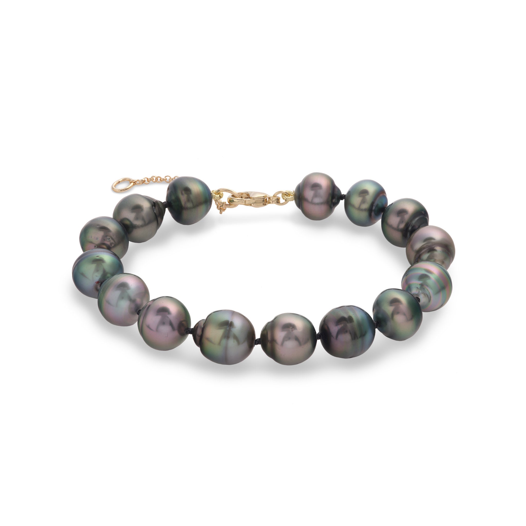 Adjustable Tahitian Black Pearl Bracelet in Gold