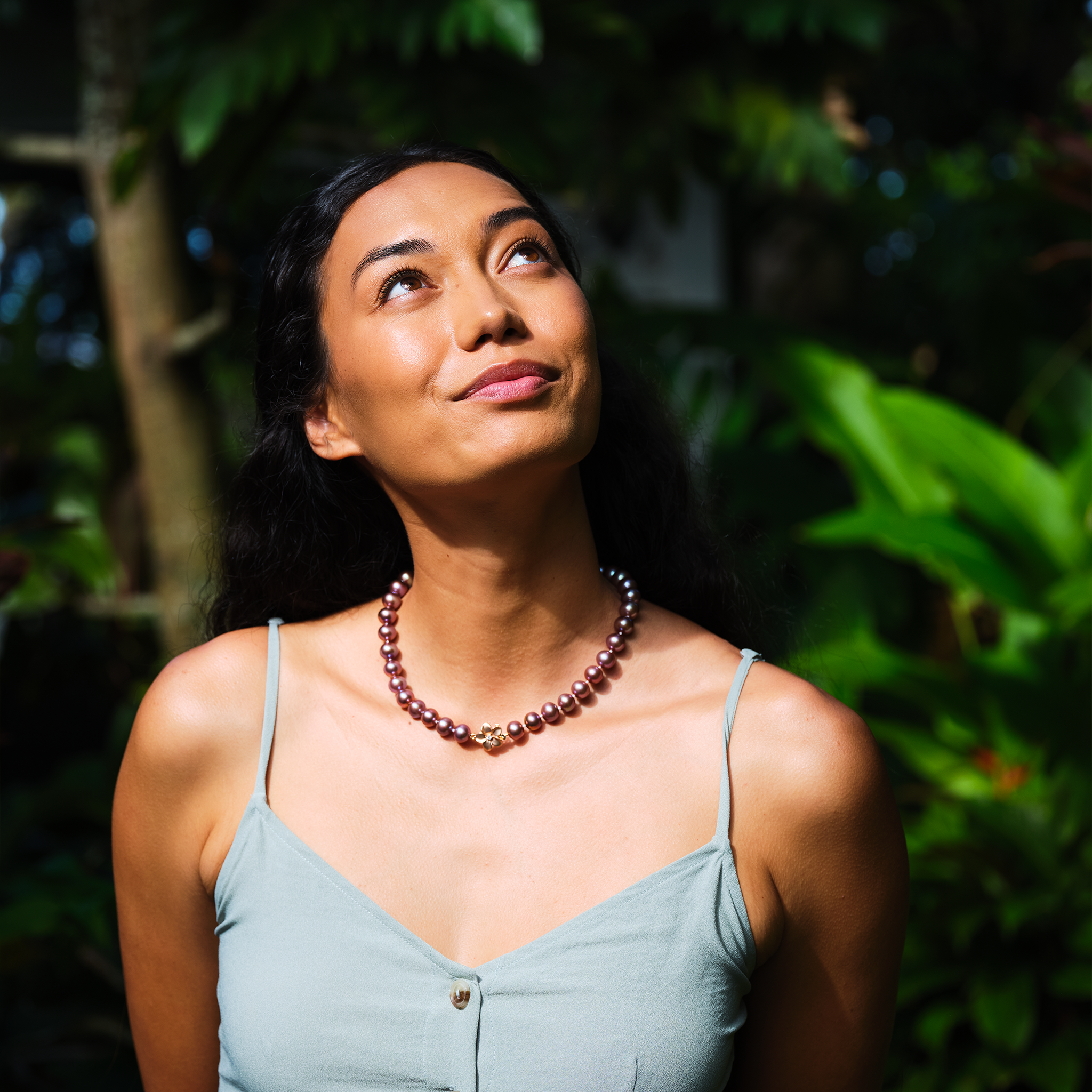 20" Freshwater Pearl Strand with Diamond Plumeria Clasp in Rose Gold - 9-13mm