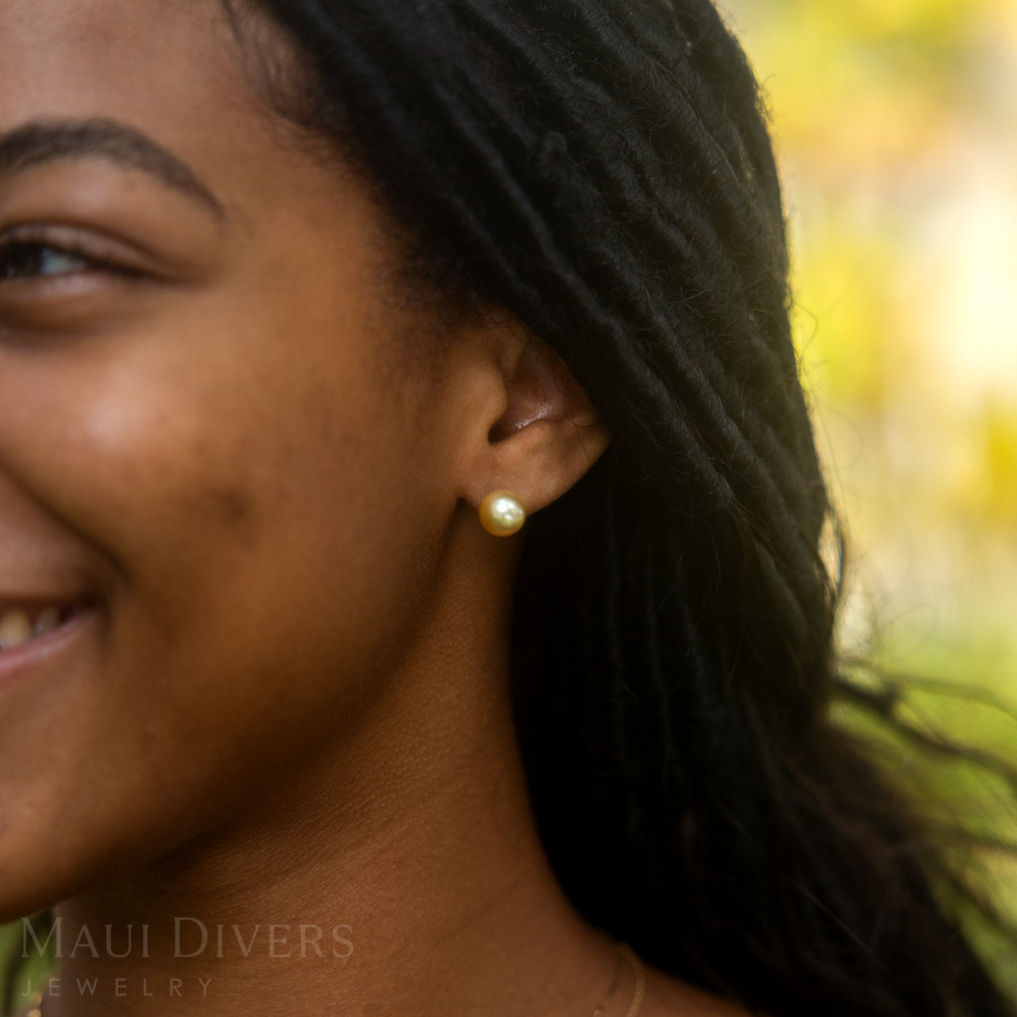 South Sea Gold Pearl Earrings in Gold - 9-10mm