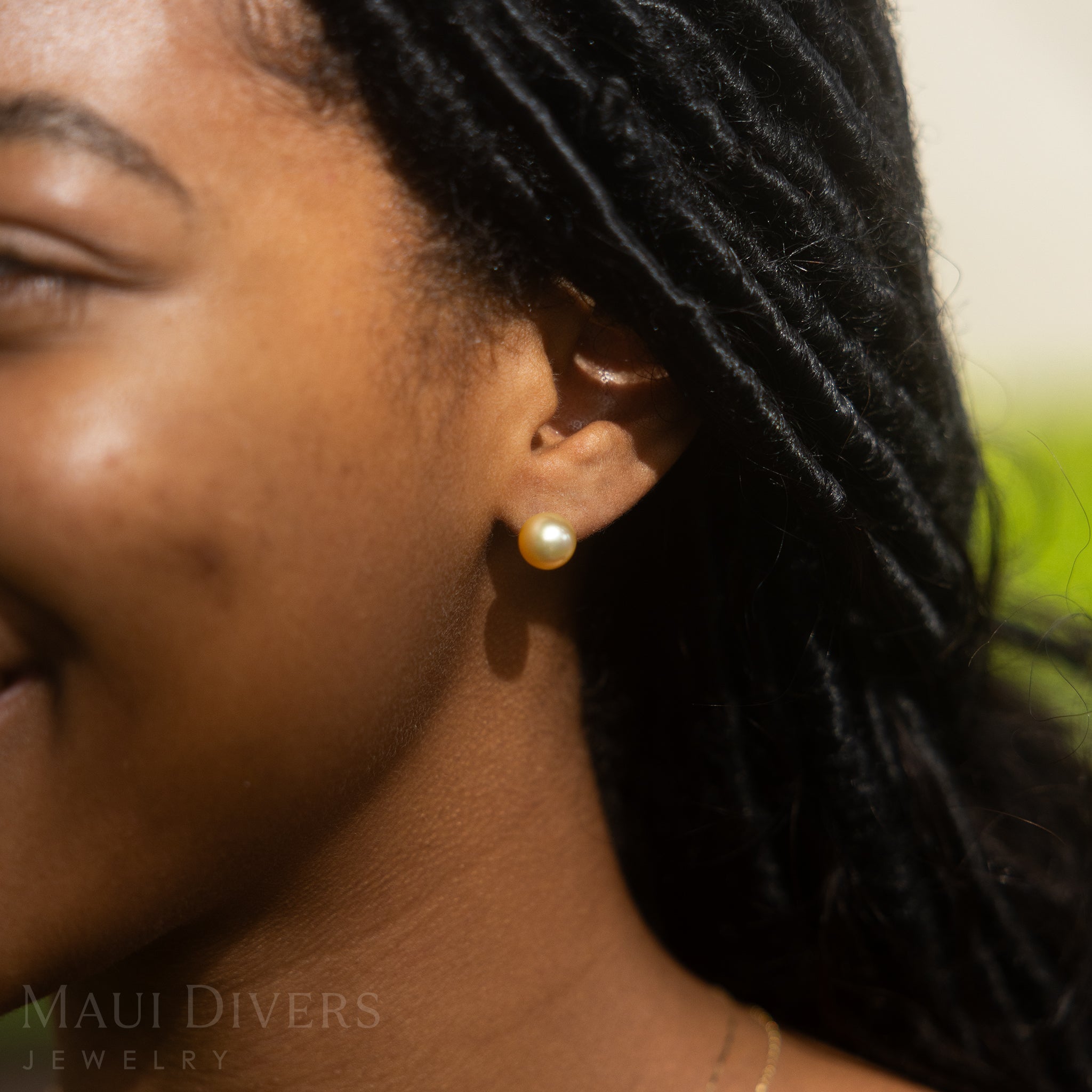 South Sea Gold Pearl Earrings in Gold - 9-10mm