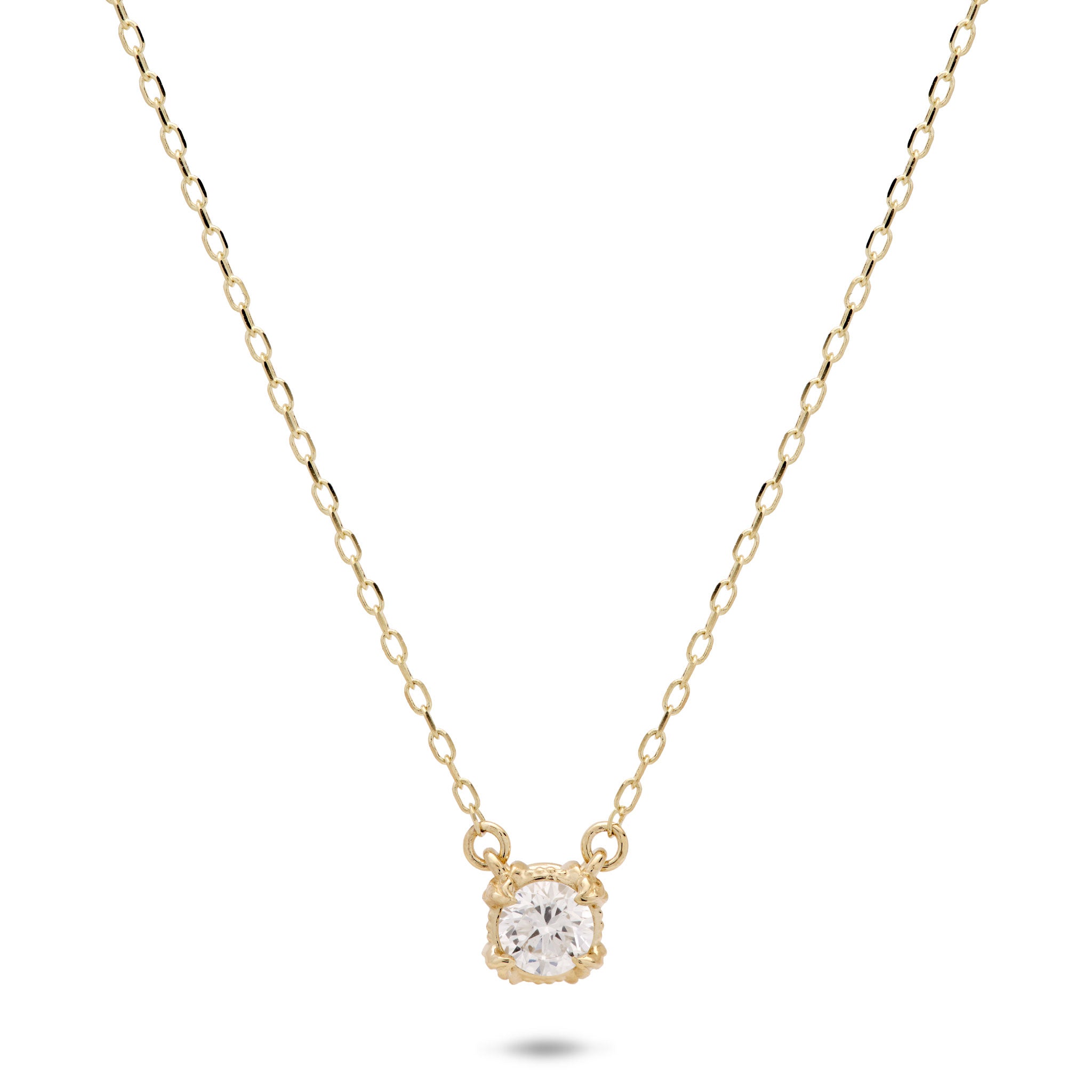 16-18" Adjustable Hidden Hawaiʻi Maile Lab Grown Diamond Necklace in 14k Yellow Gold on a white background