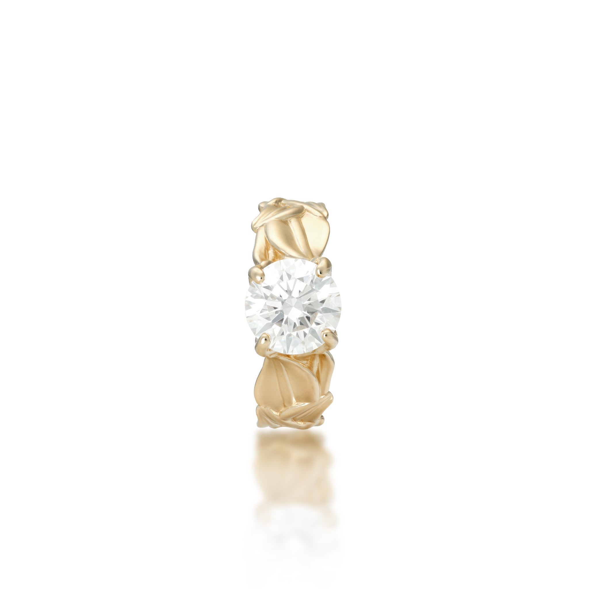 Top view of the 7mm Maile 2.03 Carat Lab Grown Diamond Engagement Ring in 14k Yellow Gold