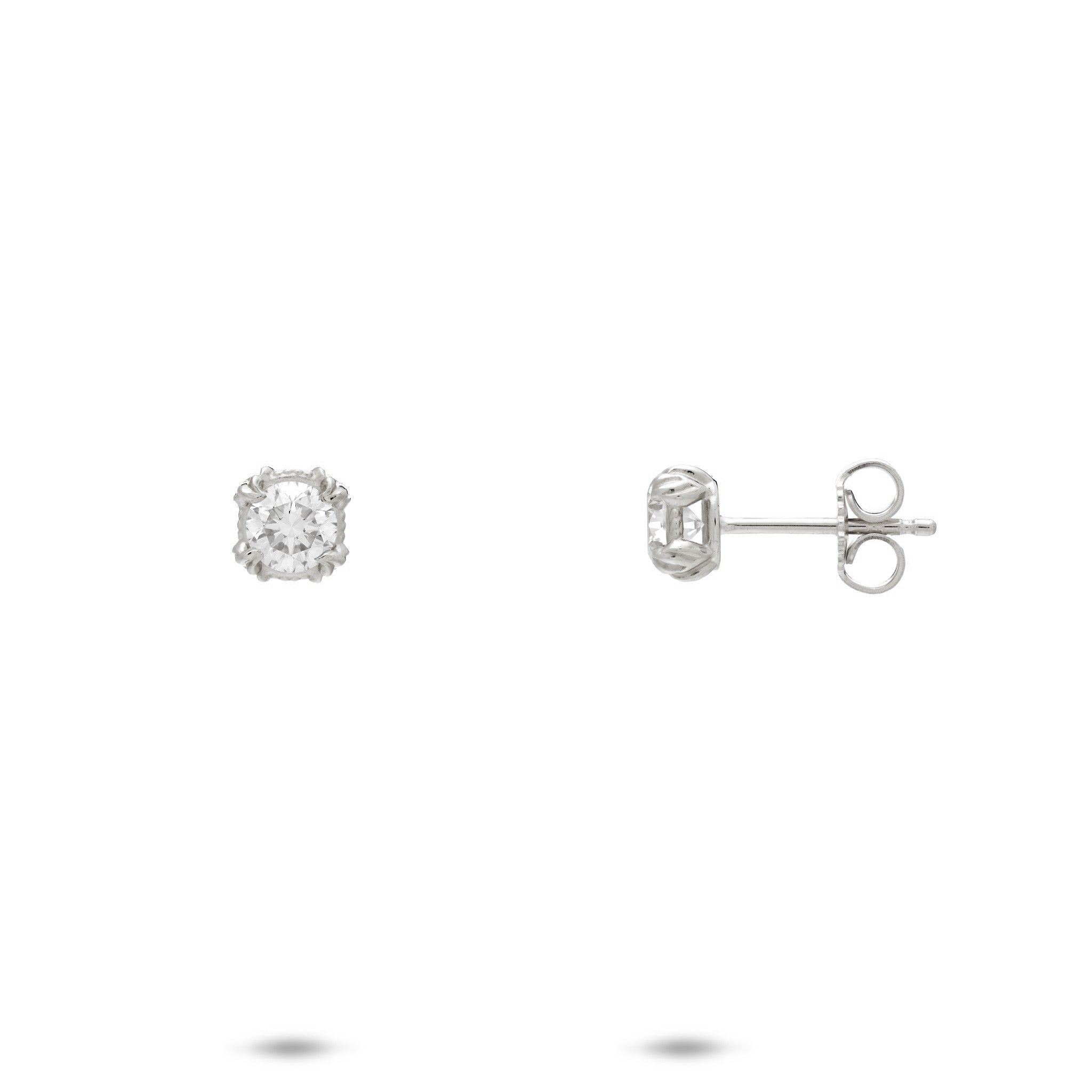 Hidden Hawaiʻi Maile 0.70-Carat Lab Grown Diamond Earrings in White Gold on a white background