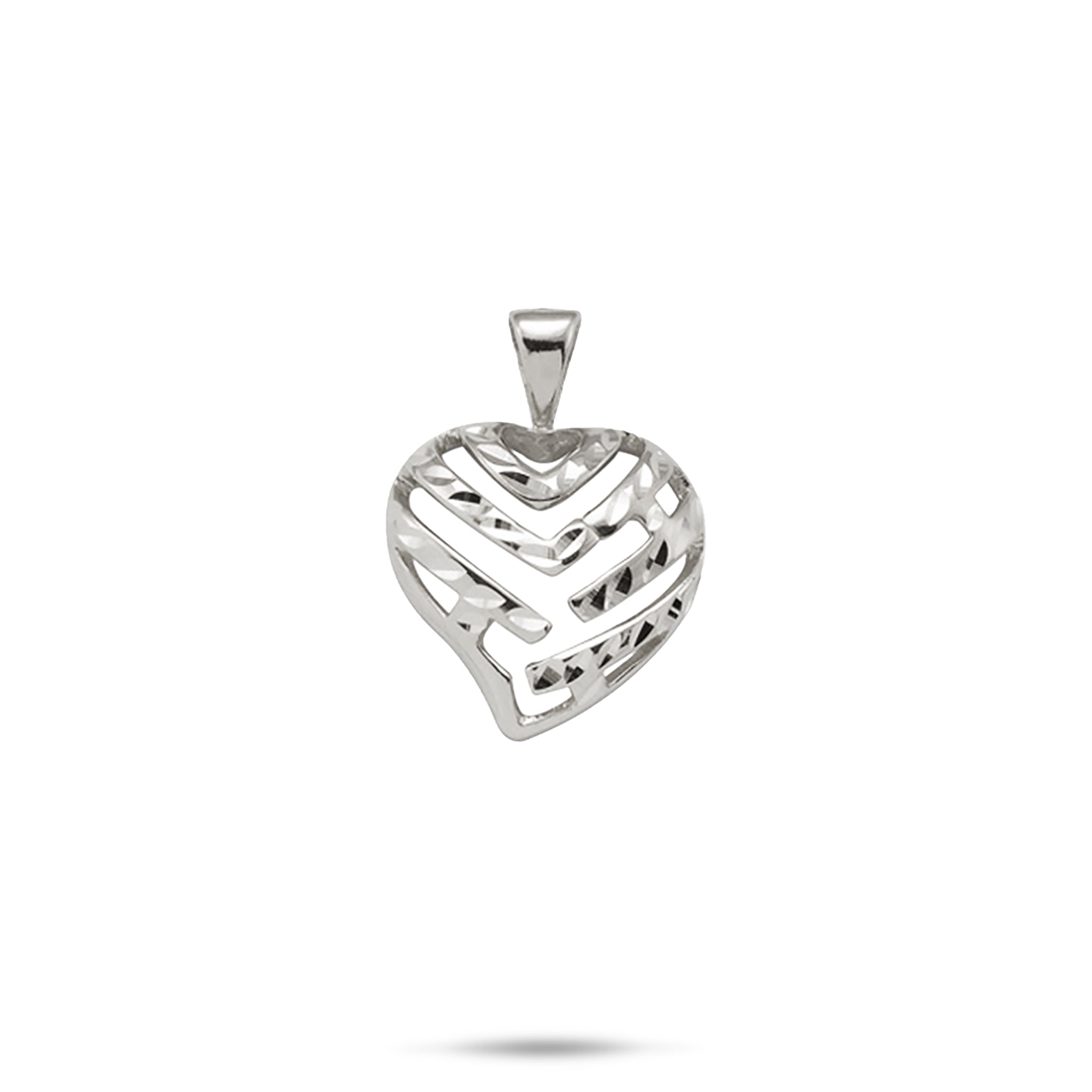 Aloha Heart Pendant in White Gold - 15mm