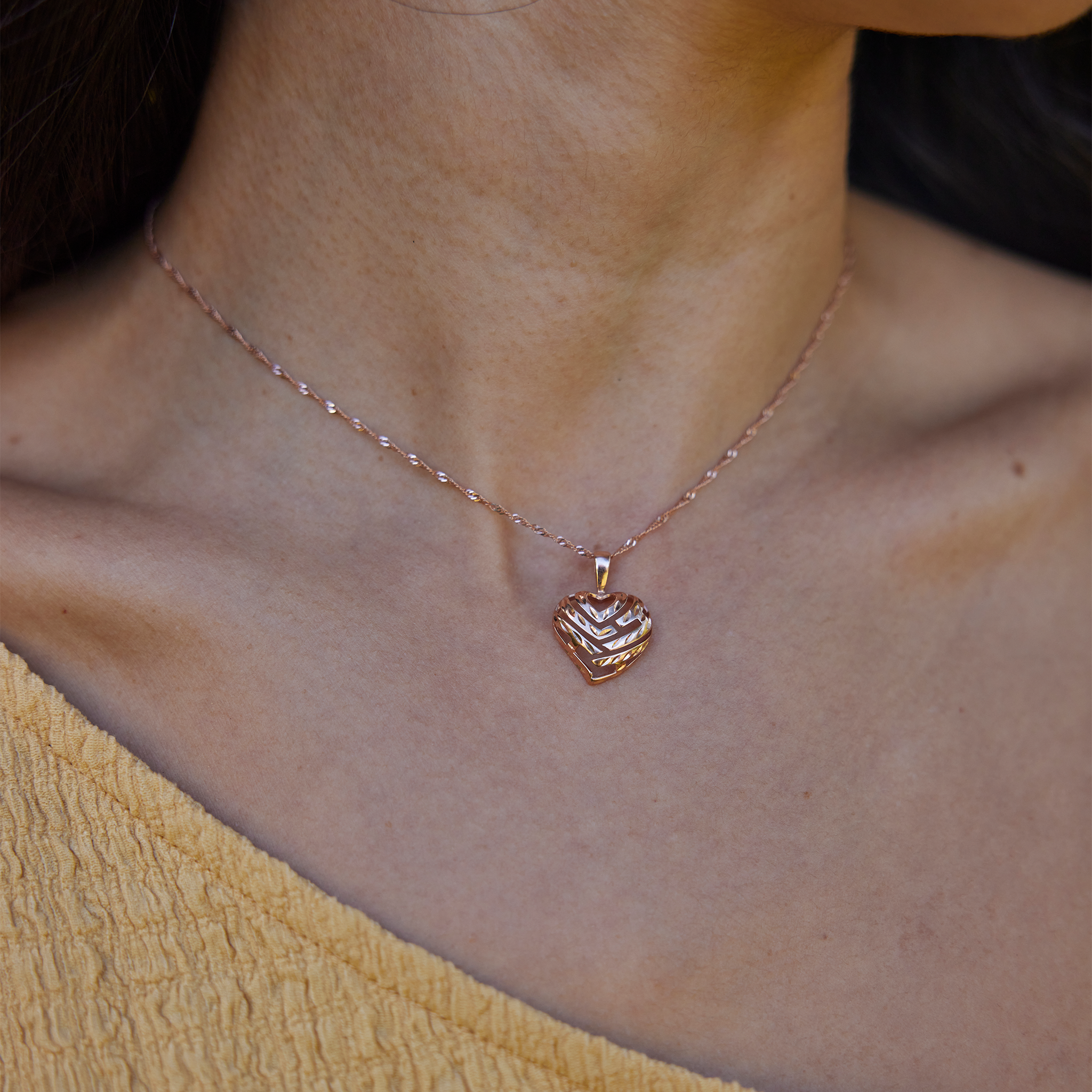 Aloha Heart Pendant in Rose Gold - 15mm
