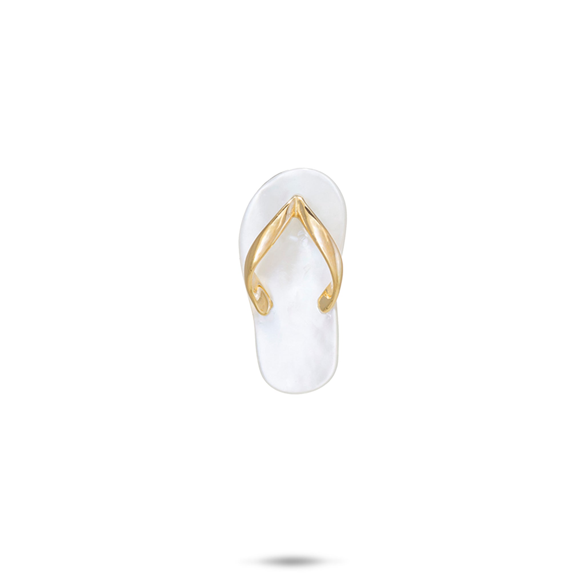 White Mother of Pearl Slipper Pendant in Gold - 20mm